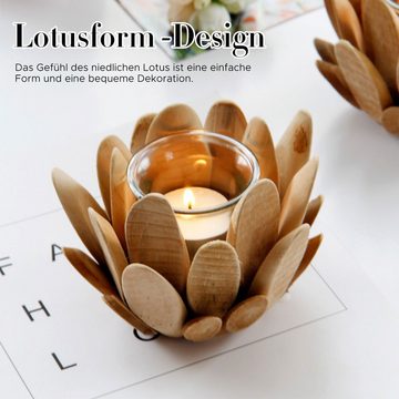 MAGICSHE Kerzenständer Hölzerne Lotus Kerzenhalter Nordischer Stil Haus Dekoration