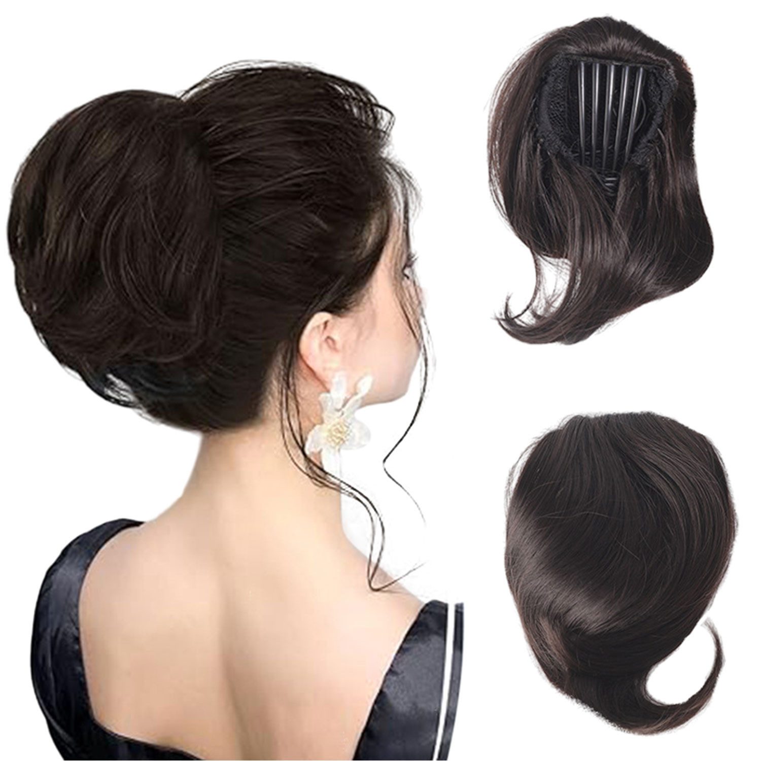 Kunsthaarperücke Haarteil Hair Extensions kurzes Pferdeschwanz-Brötchen