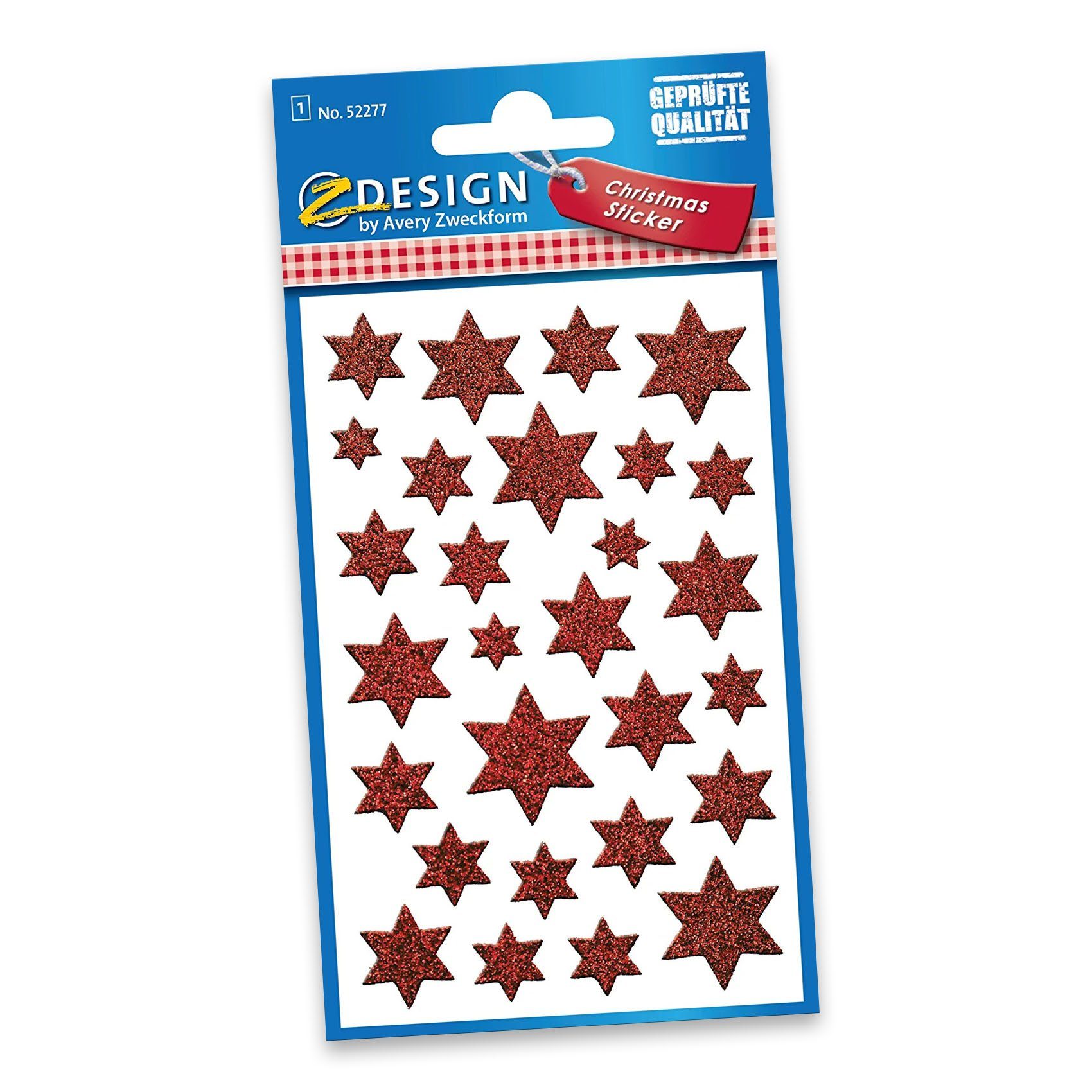 Avery Zweckform Aufkleber Avery Zweckform Sticker Weihnacht Sterne rot 52277