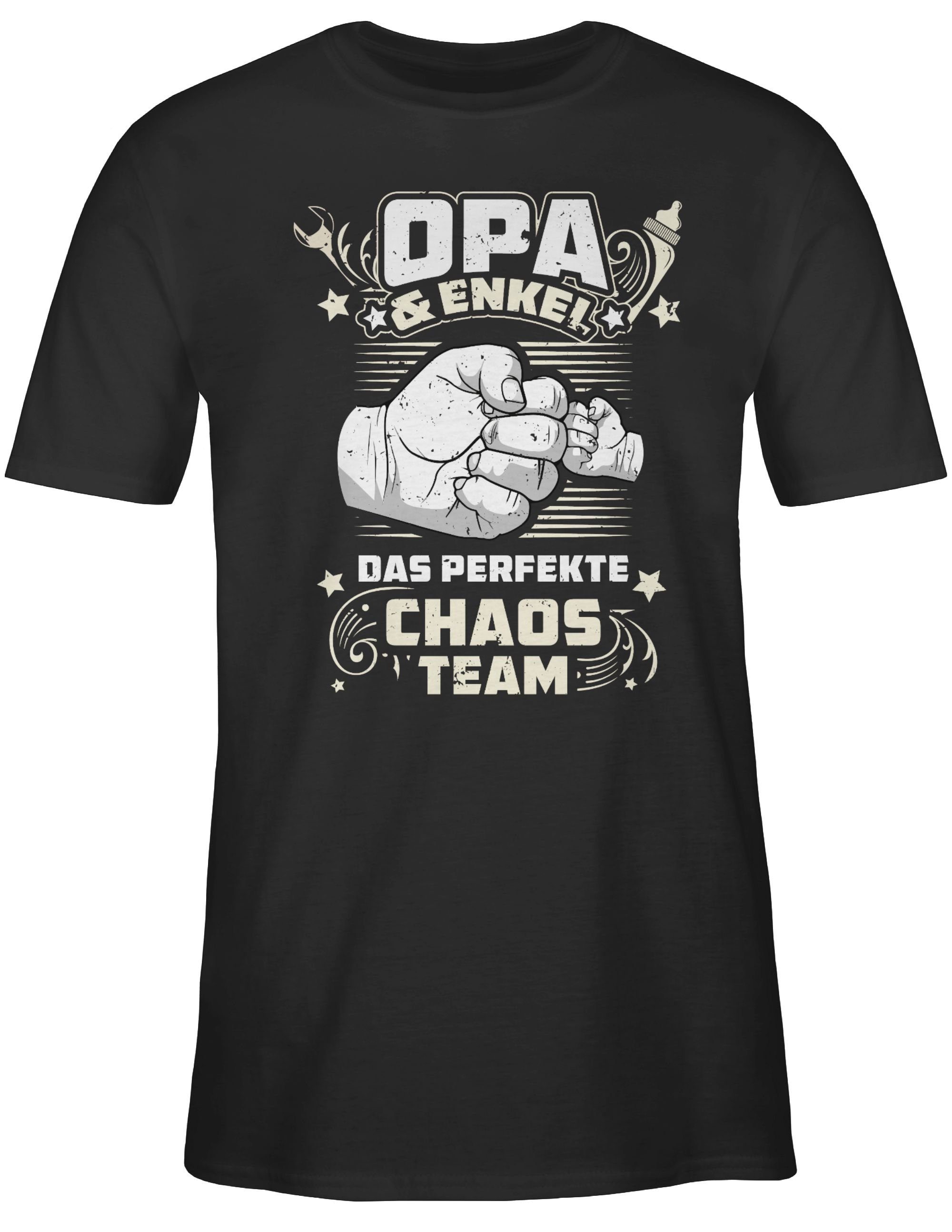 Team weiß Opa T-Shirt Geschenke Vintage Chaos Schwarz perfekte Enkel - Opa Das & Shirtracer 01 -