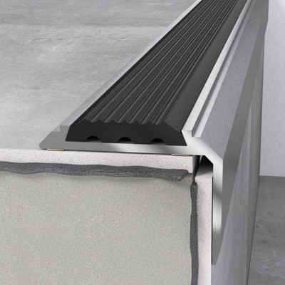 PROVISTON Treppenkantenprofil Aluminium, 46 x 30 x 1200 mm, Silber, Treppenkante, Winkelprofil