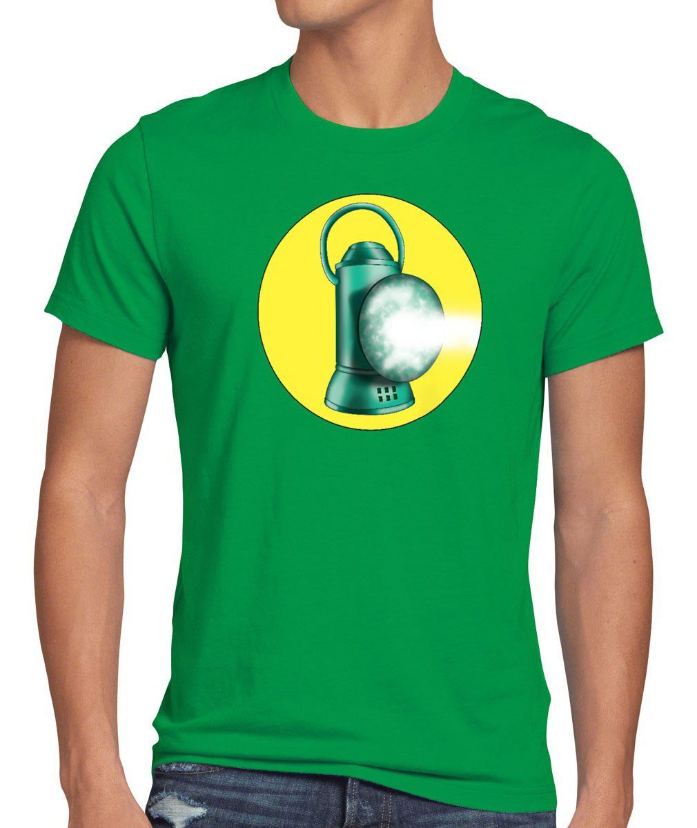 style3 Print-Shirt Herren T-Shirt Sheldon Lantern Green Cooper Big Bang Theory Superheld laterne dc grün