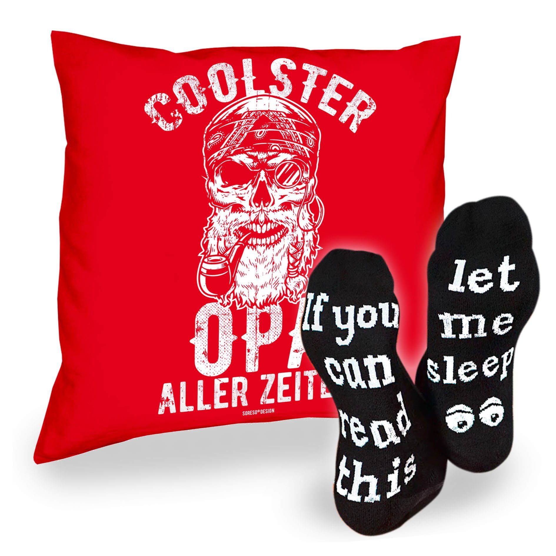 Socken Kissen & rot Geschenk Coolster Soreso® aller Sprüche Sleep, Dekokissen Opa Zeiten Geburtstagsgeschenk