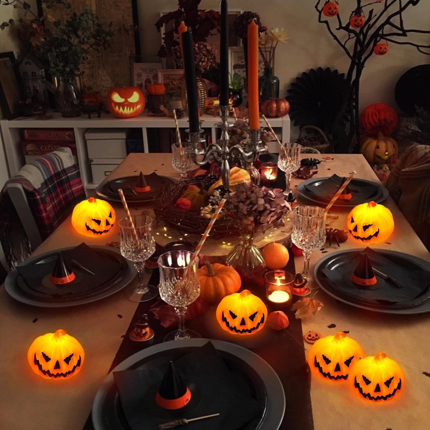 nsihing LED-Kerze Halloween LED-Kürbislichter, 3er-Pack Kerzen – Bild 5 von 5
