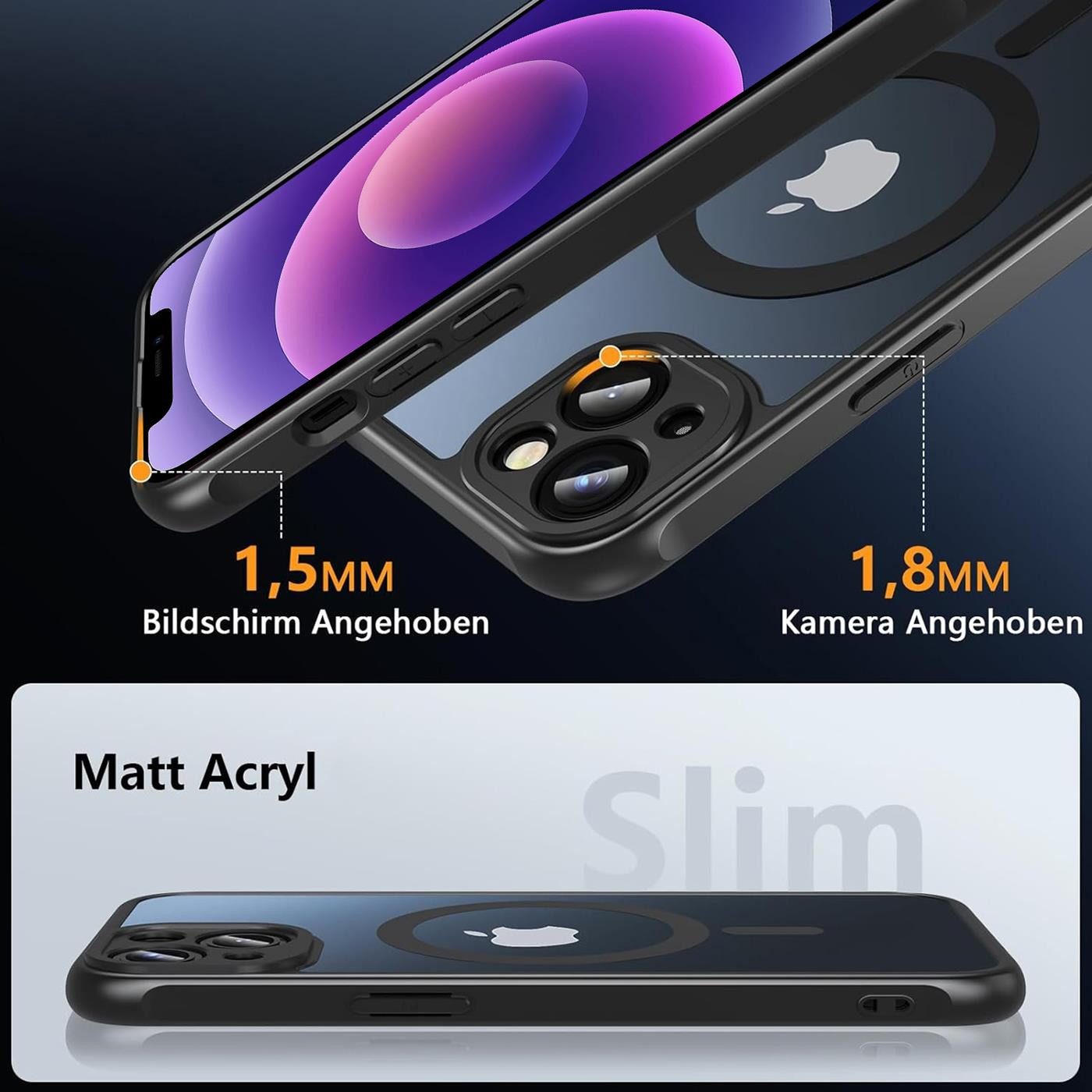 CoolGadget Handyhülle Magnet-Hülle für iPhone 12 Schutzhülle magnetisch 6,1 Zoll, Hülle Matt Stoßfest kompatibel mit Magsafe Zubehör Kameraschutz Case