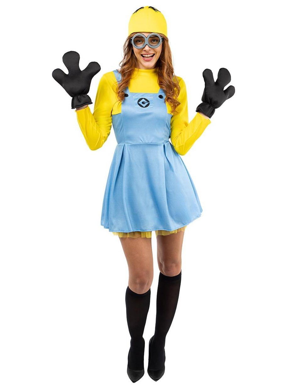 Funidelia Kostüm Minions – Dave Kostüm für Frauen, Minions-Kostüm als Minikleid im nerdy Look