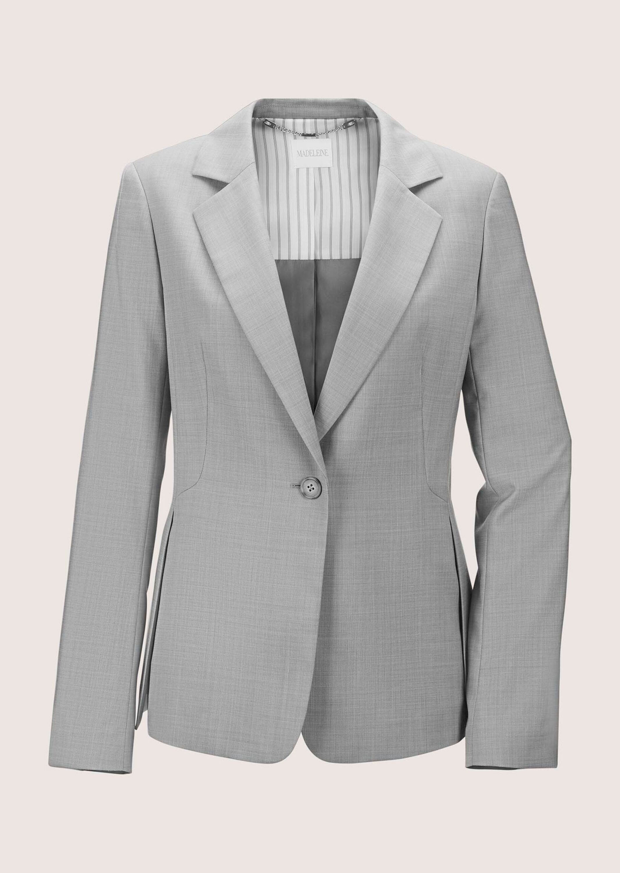 MADELEINE Kurzblazer Einreihiger Woll-Blazer, tailliert Nadelstreifen-Design, Reverskragen, Knopfverschluss, Seitenschlitze – Bild 5 von 5