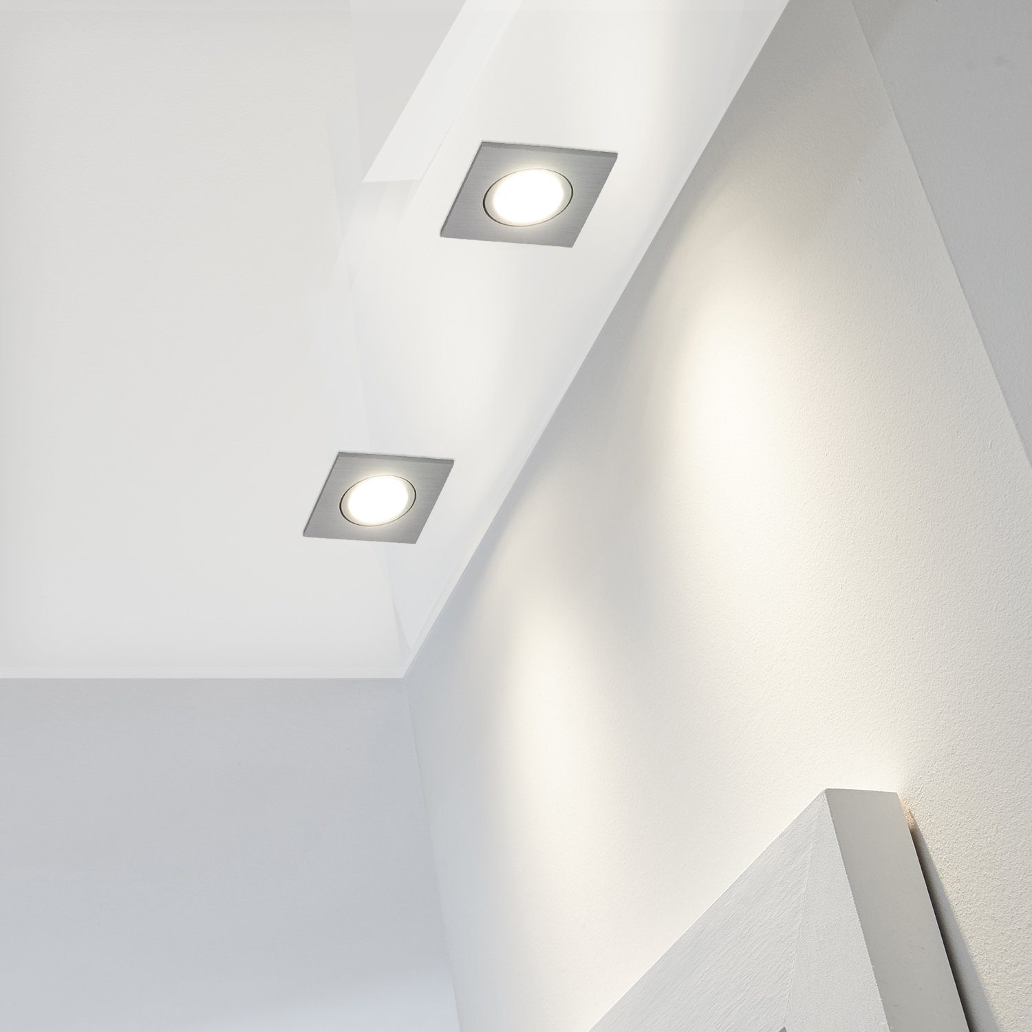 LEDANDO LED für die Einbaustrahler gebürstet) / Bicolor Set Spanndecke (chrom mit Einbaustrahler