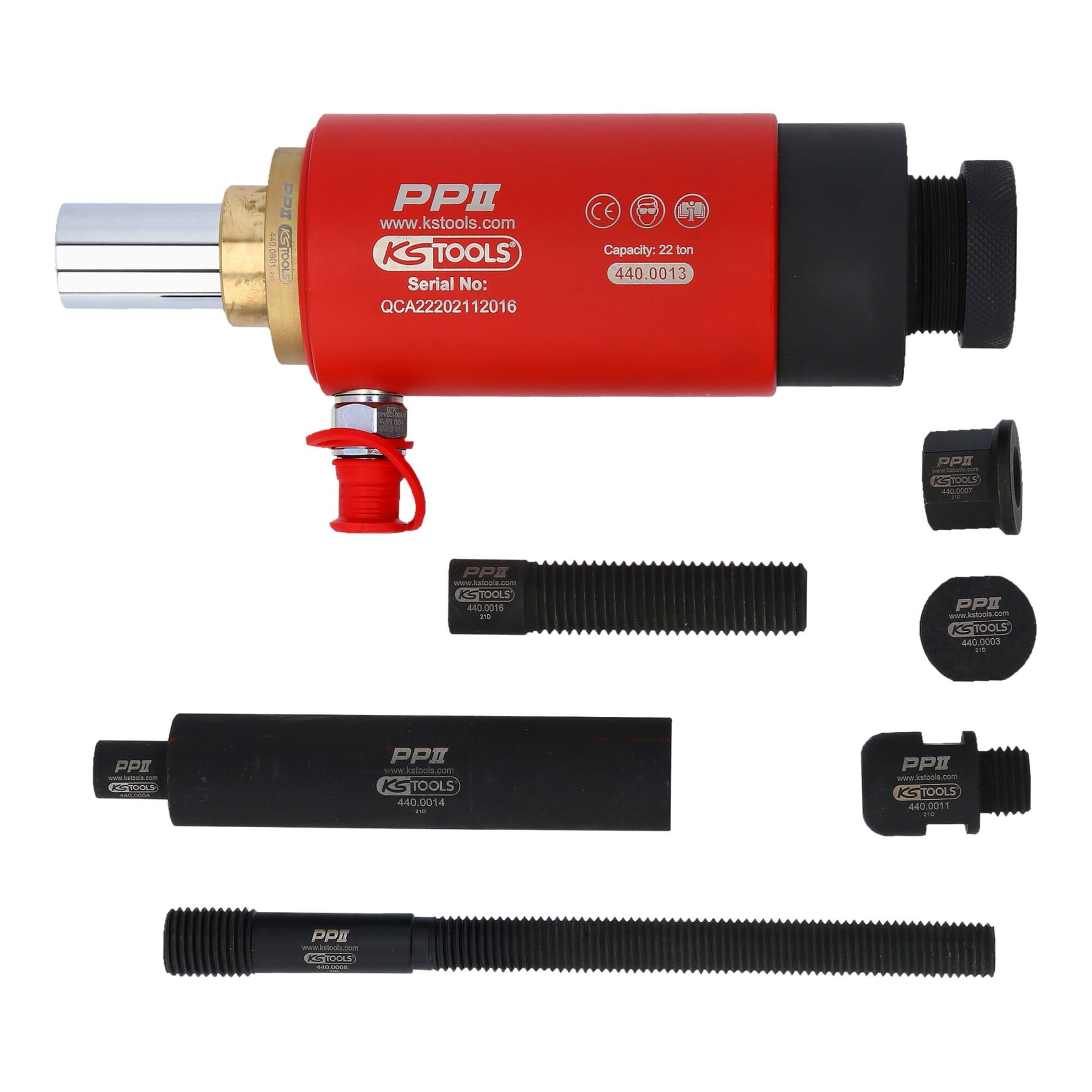 KS Tools Druckregler KS Tools Druck- und Zug-Hydraulikzylinder-Satz, 22t, 10-teilig