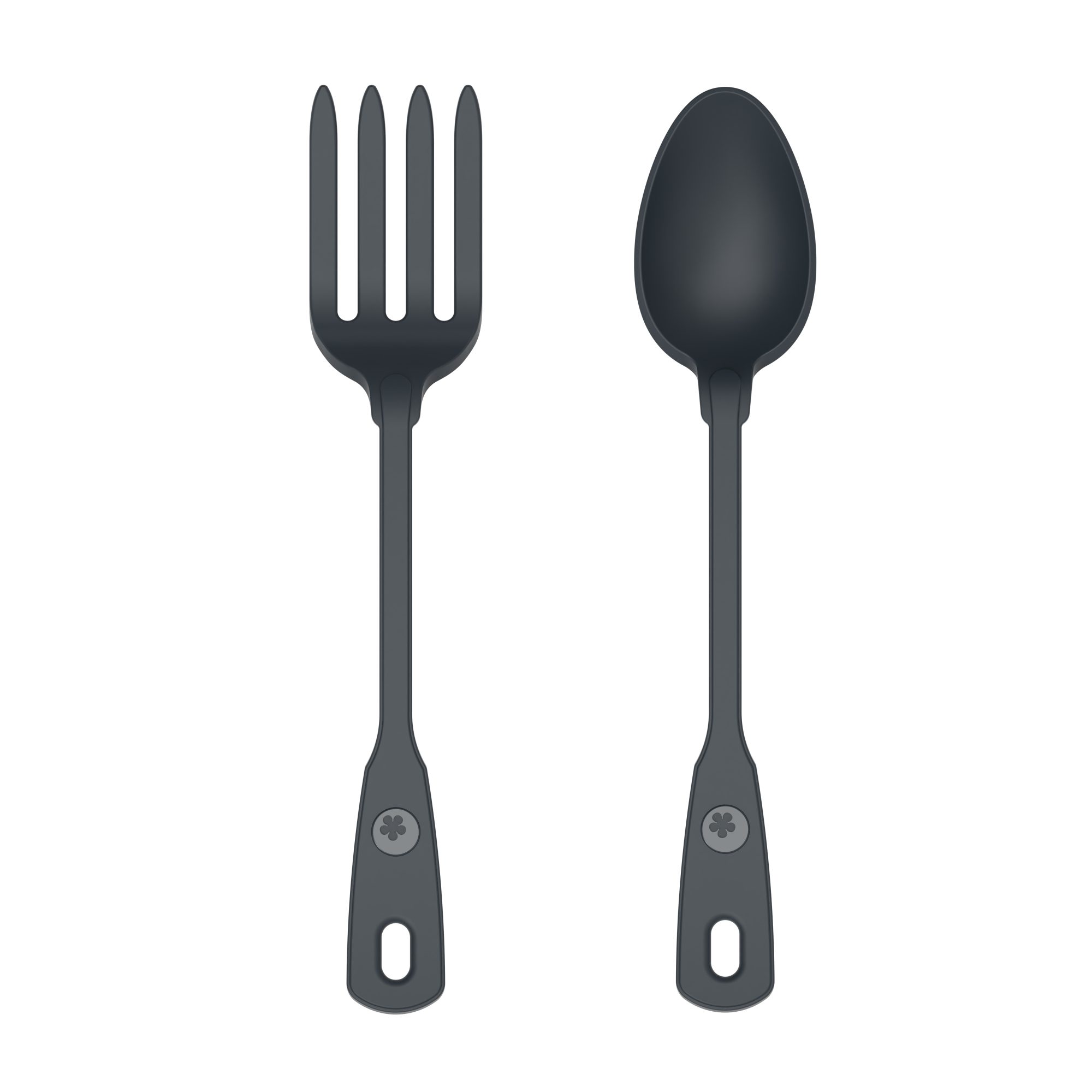 Kochbesteck-Set Servierlöffel + Serviergabel - 2-tlg. - anthrazit