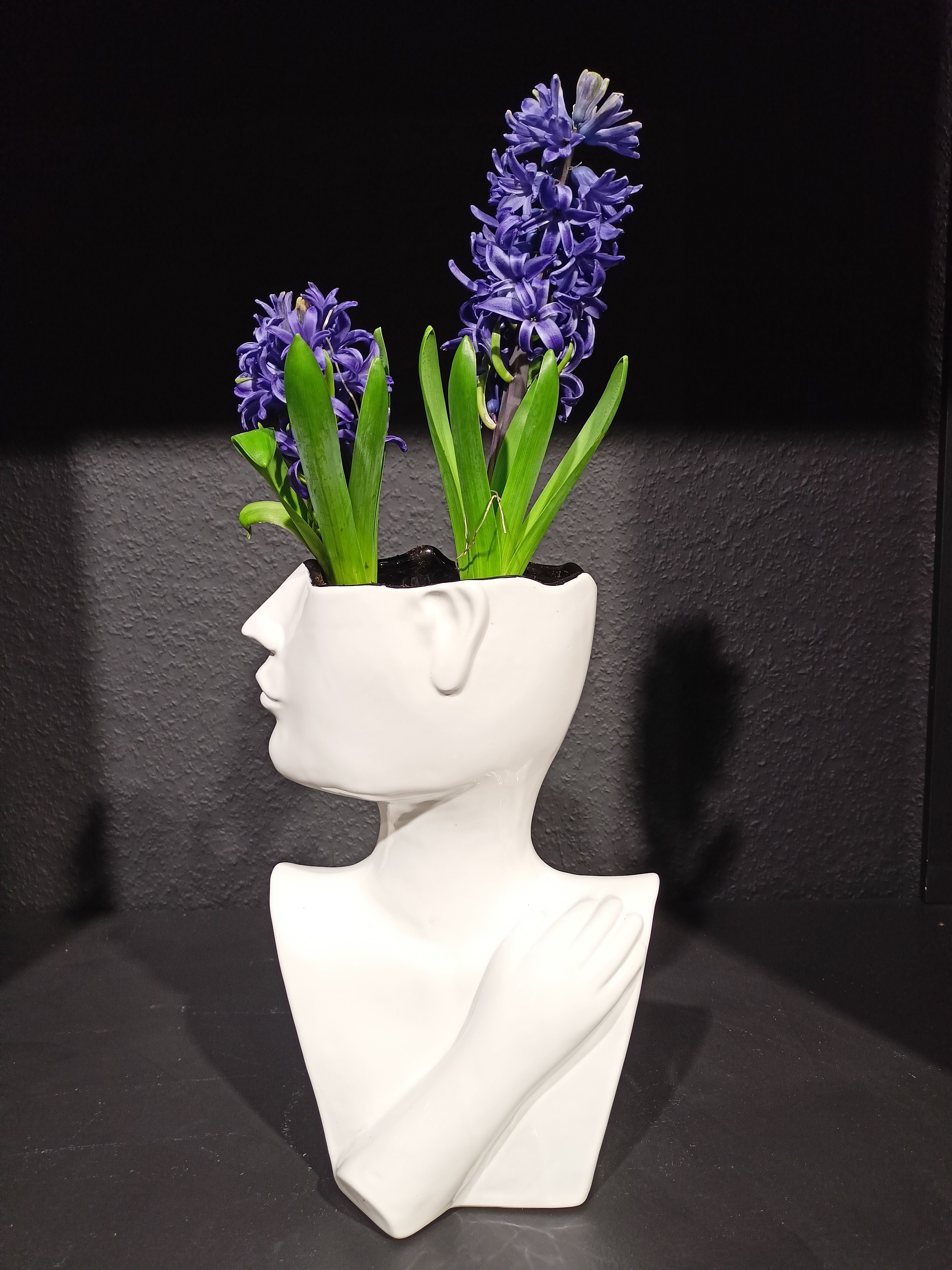 GlasArt Dekovase Vase 26 Vase Keramik Wohnzimmer Blumenvase weiß Gesicht cm