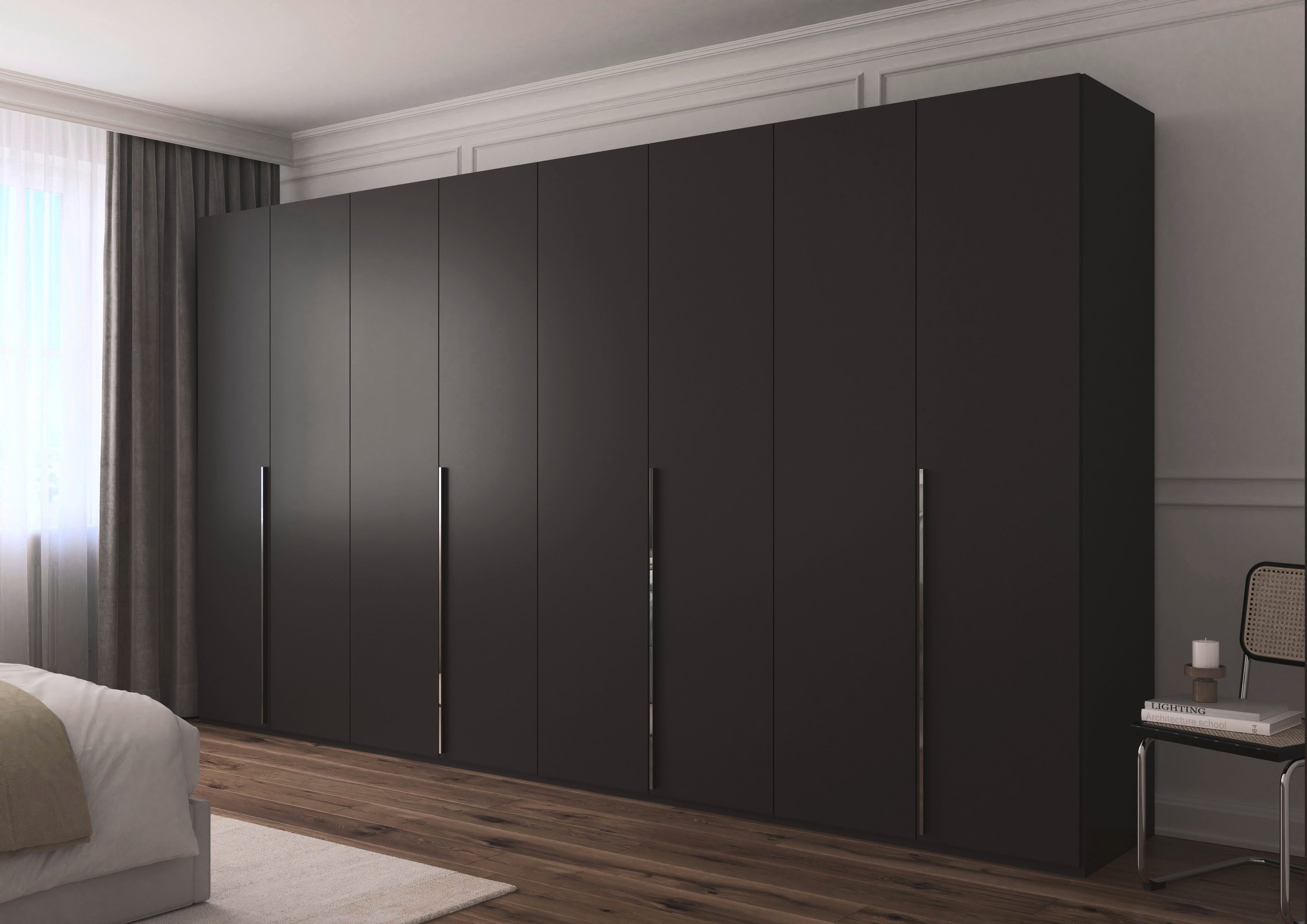 rauch Drehtürenschrank Kleiderschrank Schrank Garderobe Wäscheschrank BESTSELLER MONTCLAR (3 Ausstattungen BASIC/CLASSIC/PREMIUM (SOFT-CLOSE), Breiten 201-400 cm) Front in Glas/Hochglanz/Dekor/Grauspiegel in 5 Breiten MADE IN GERMANY
