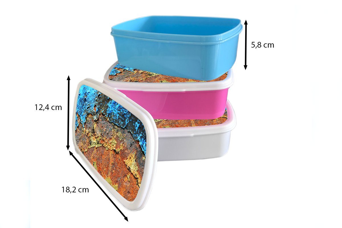 MuchoWow Lunchbox Rost - Brotbox Kunststoff Mädchen, (2-tlg), rosa für Metall Snackbox, - Kunststoff, Kinder, Erwachsene, Eisen Industrie, Brotdose 