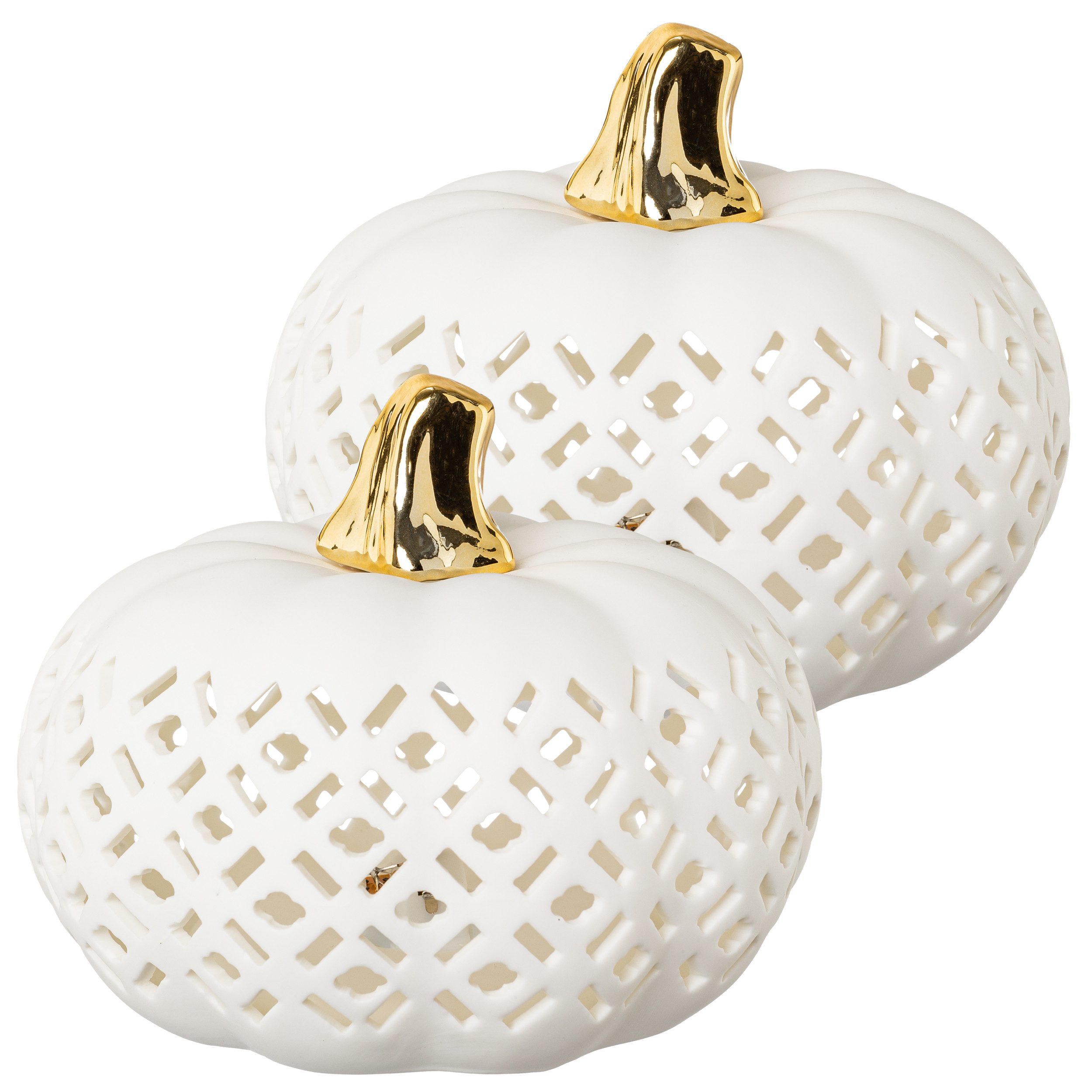 Creativ home LED-Dekofigur Kürbis (2 St), mit goldenem Stiel günstig online kaufen