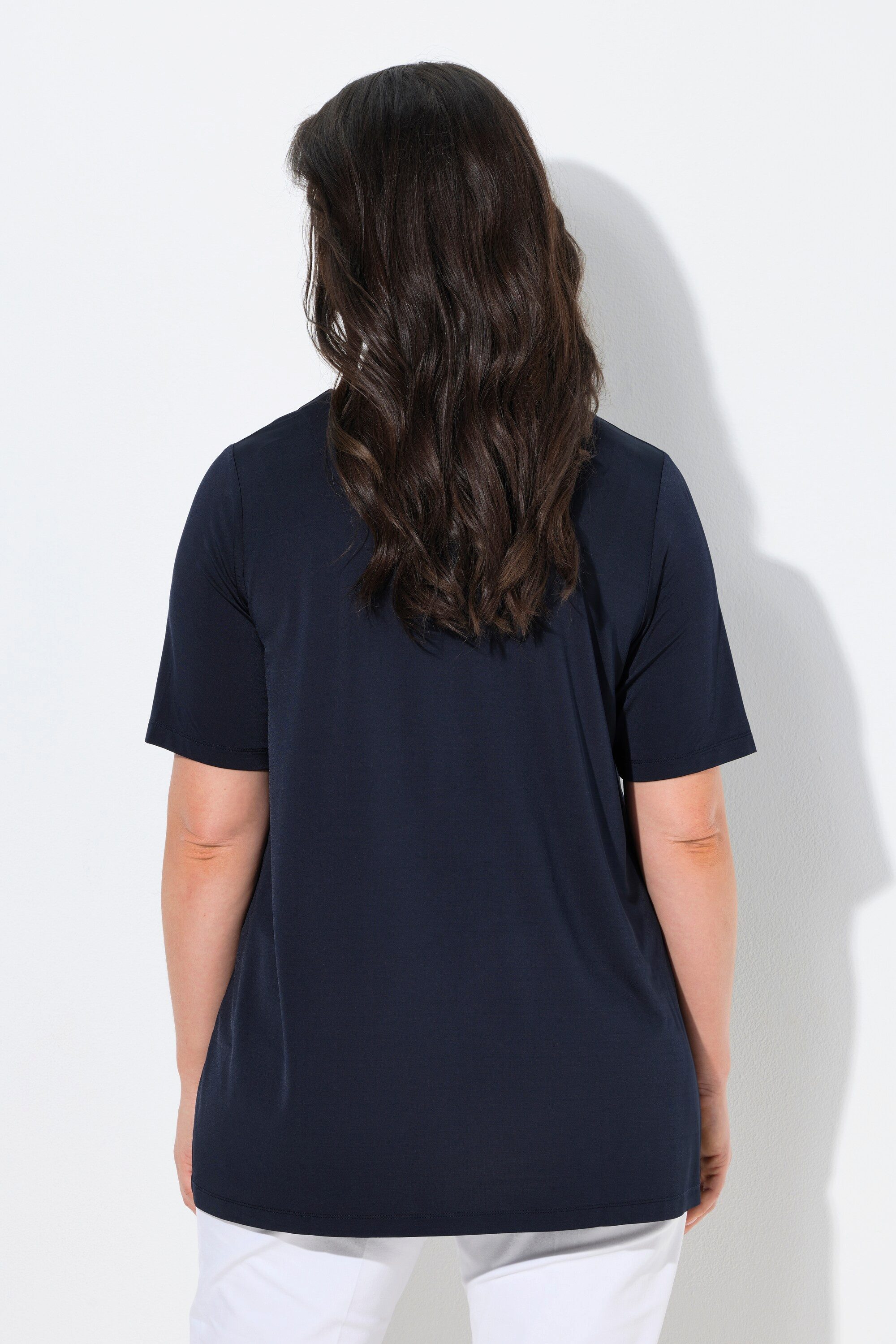 Ulla Popken T-Shirt Slinky-Shirt bedruckt A-Linie V-Ausschnitt Halbarm