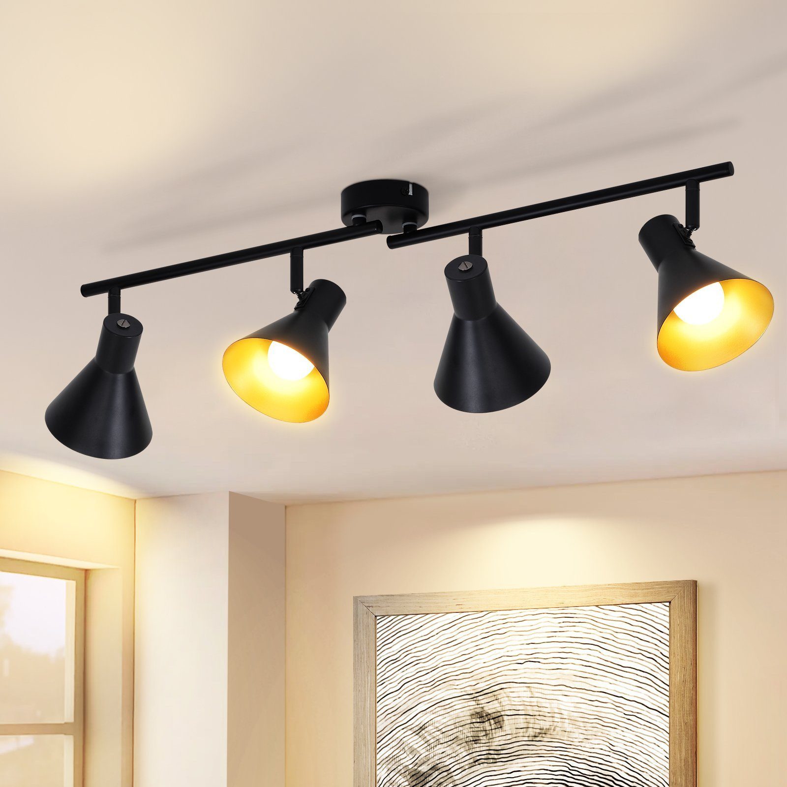 ZMH Deckenstrahler Deckenleuchte Wohnzimmer Deckenlampe Schwarz günstig online kaufen