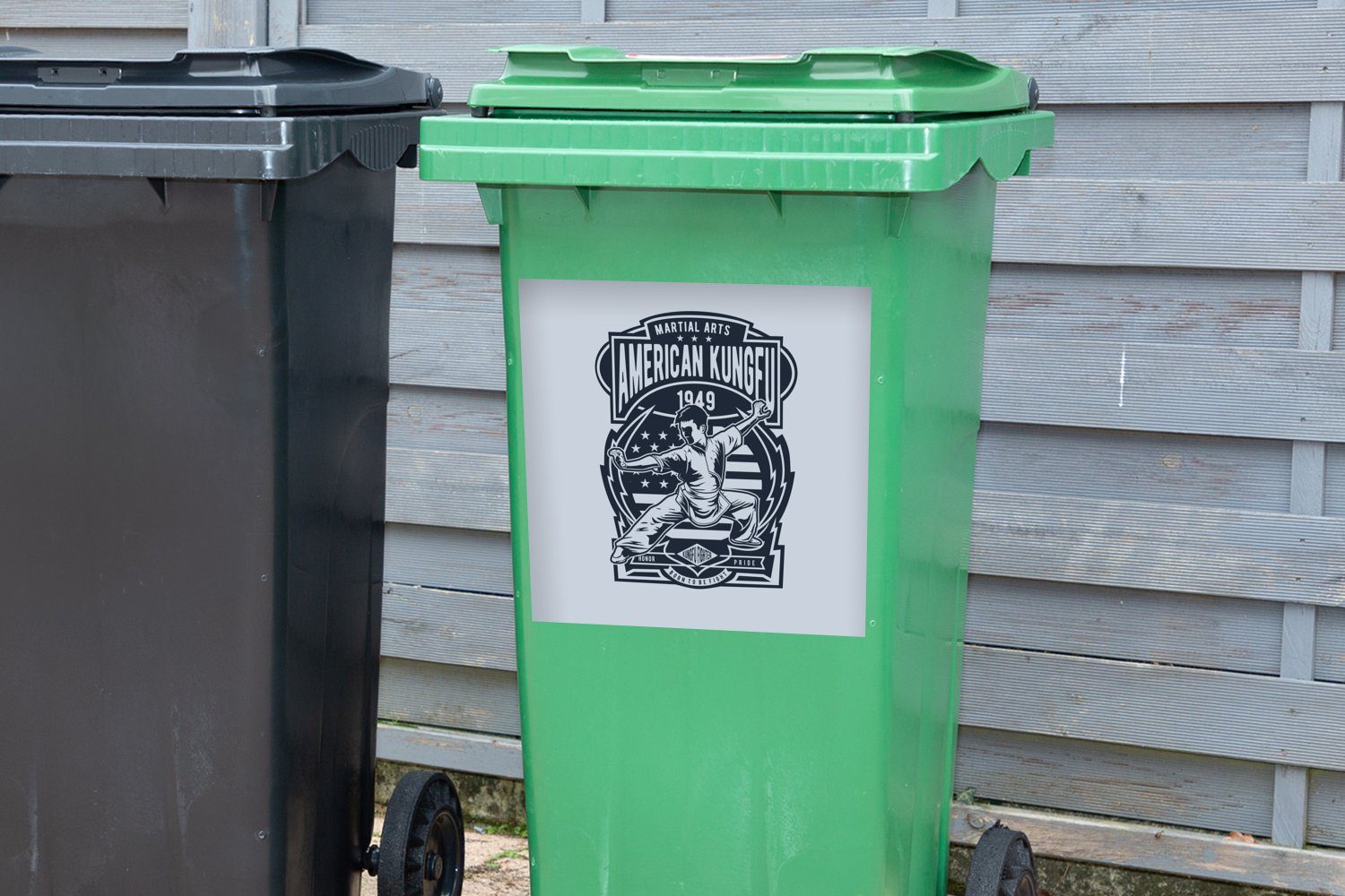 MuchoWow Wandsticker Kampfsport - (1 Abfalbehälter Mülleimer-aufkleber, St), Einfach - Vintage Sticker, Container, Mülltonne