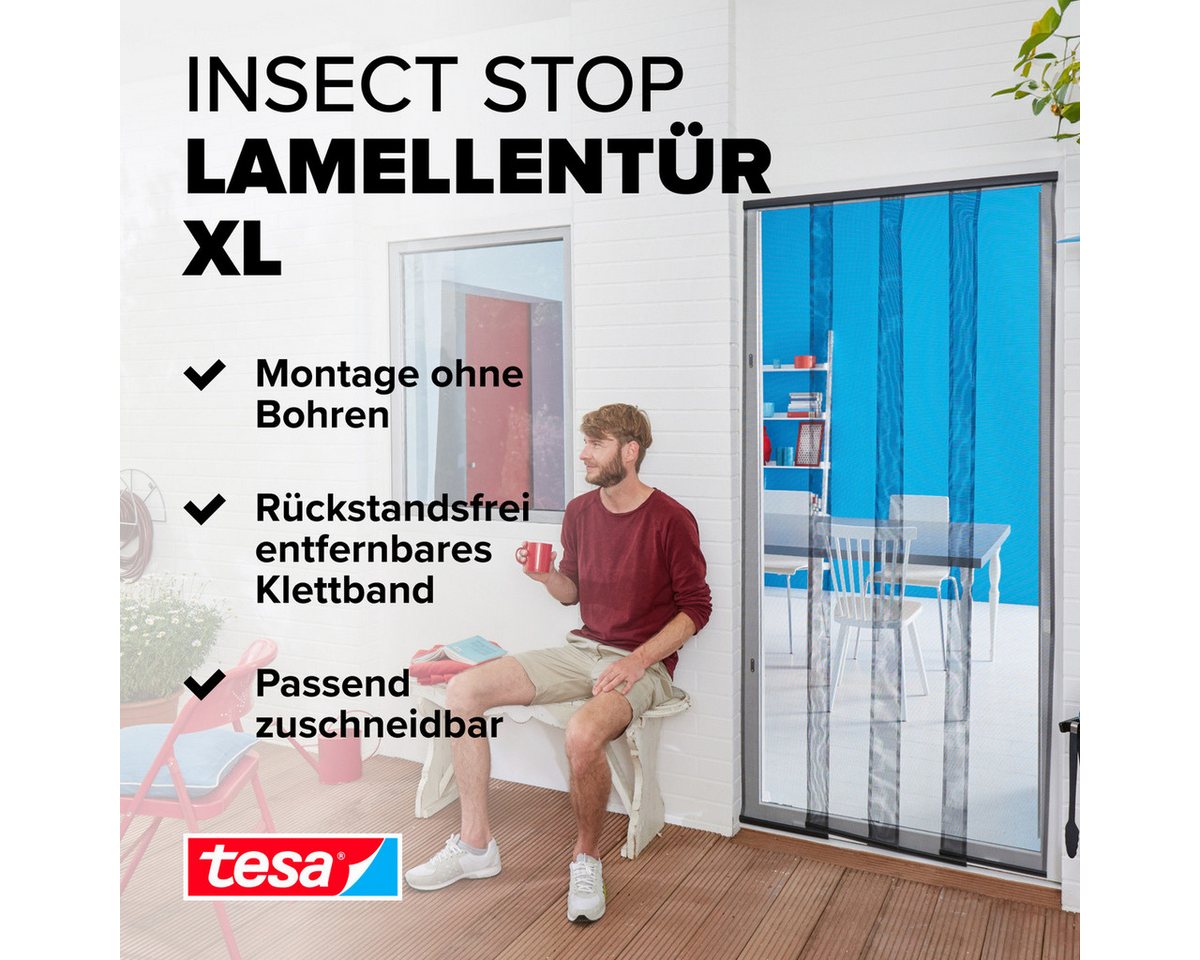 Thumbnail - tesa Insektenschutz-Tür Insect Stop Standard Fliegengitter für Türen - 1.20 m : 2.5 m, (Packung, 1-St., Fliegennetz, Kle...