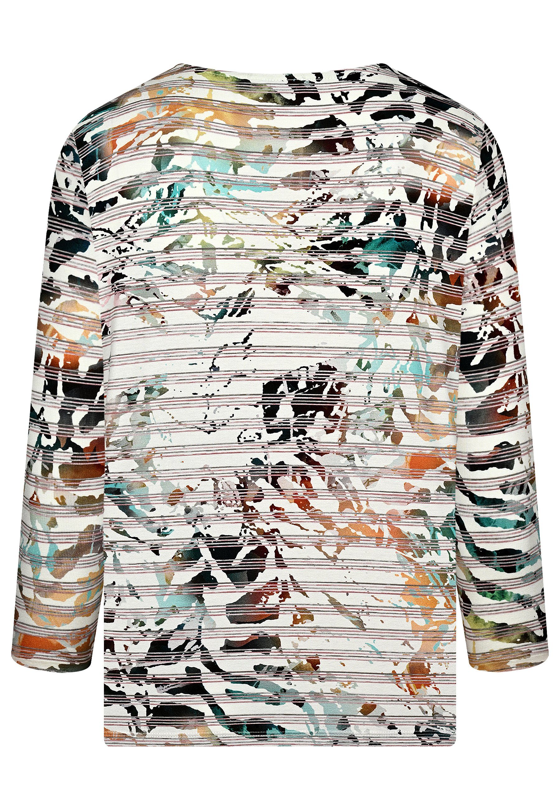 Print (1-tlg) Stripe T-Shirt 05/curry-turquoise elanza Shirt -