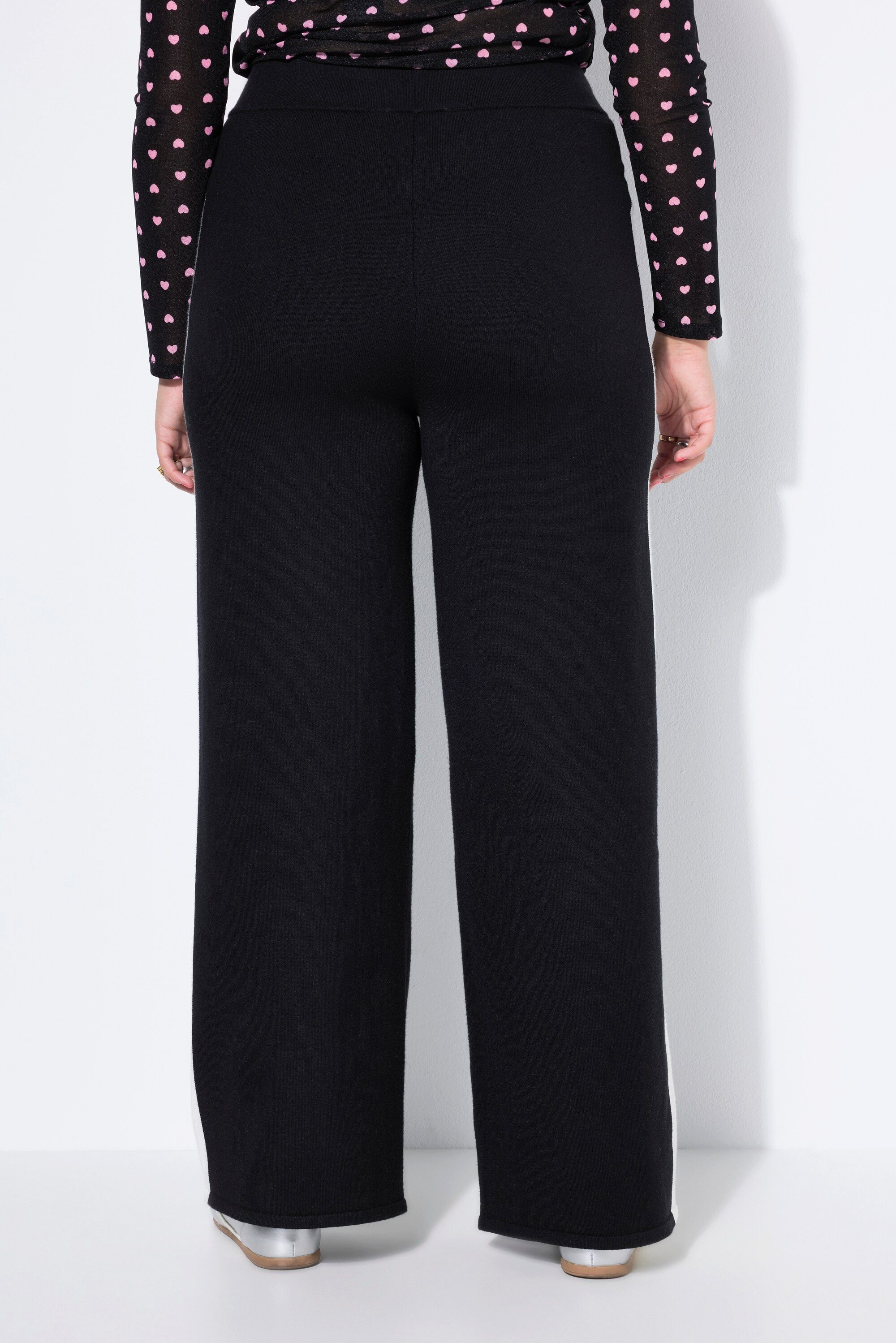 Studio Untold Schlupfhose Strickhose Straight Legs Seitenstreifen
