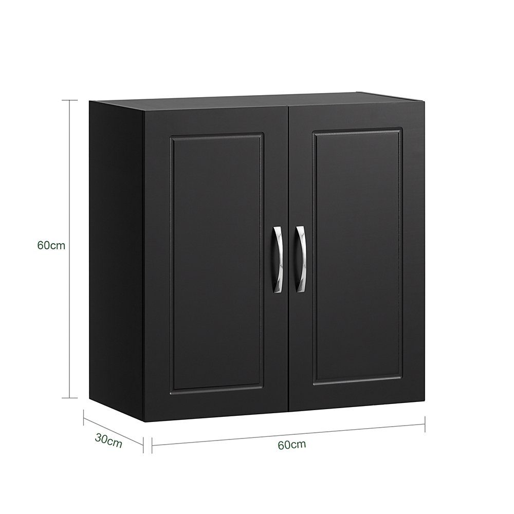 Türen Medizinschrank 2 SoBuy schwarz FRG231 Badschrank Küchenschrank mit Hängeschrank