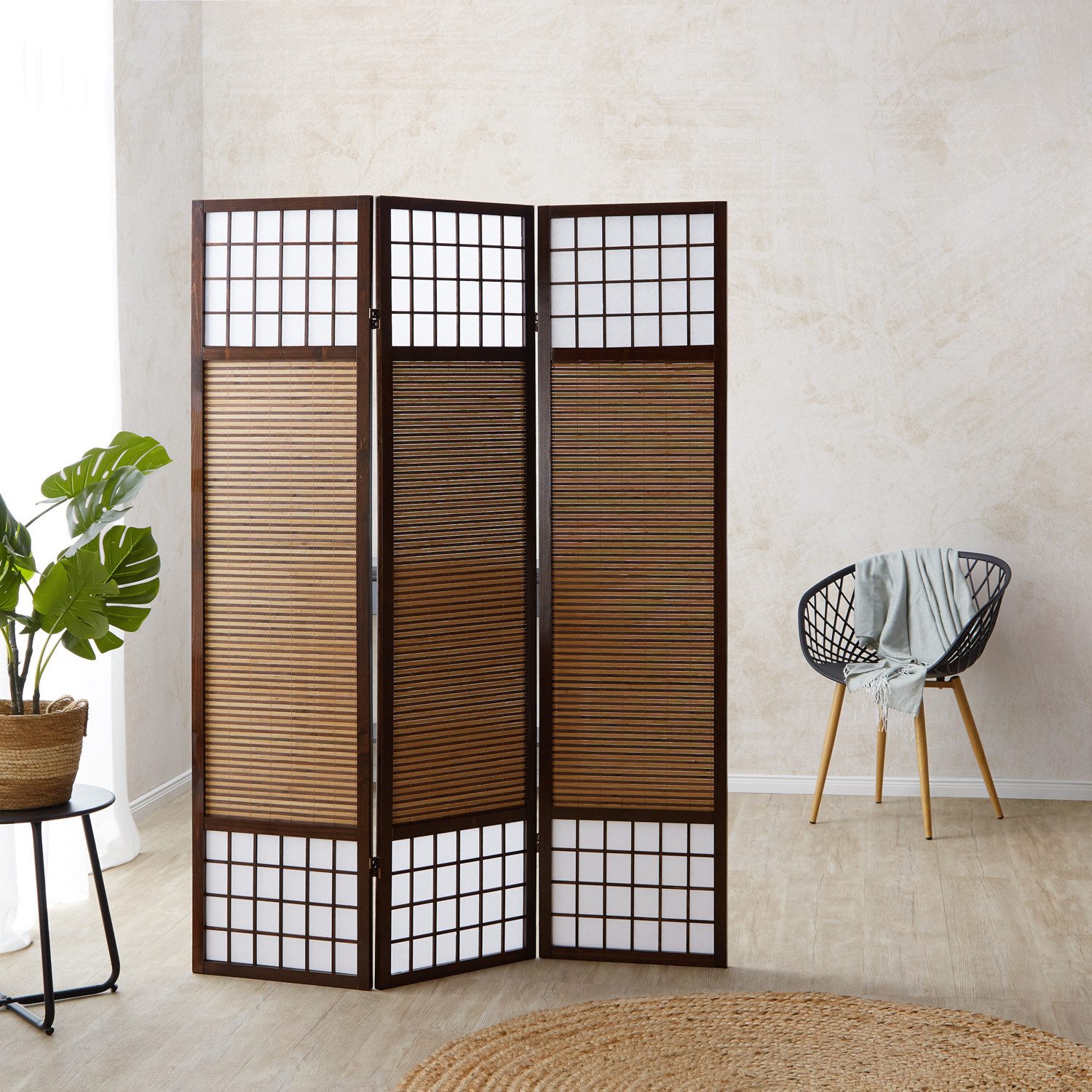 Homestyle4u Paravent Raumteiler Braun Holz Spanische günstig online kaufen