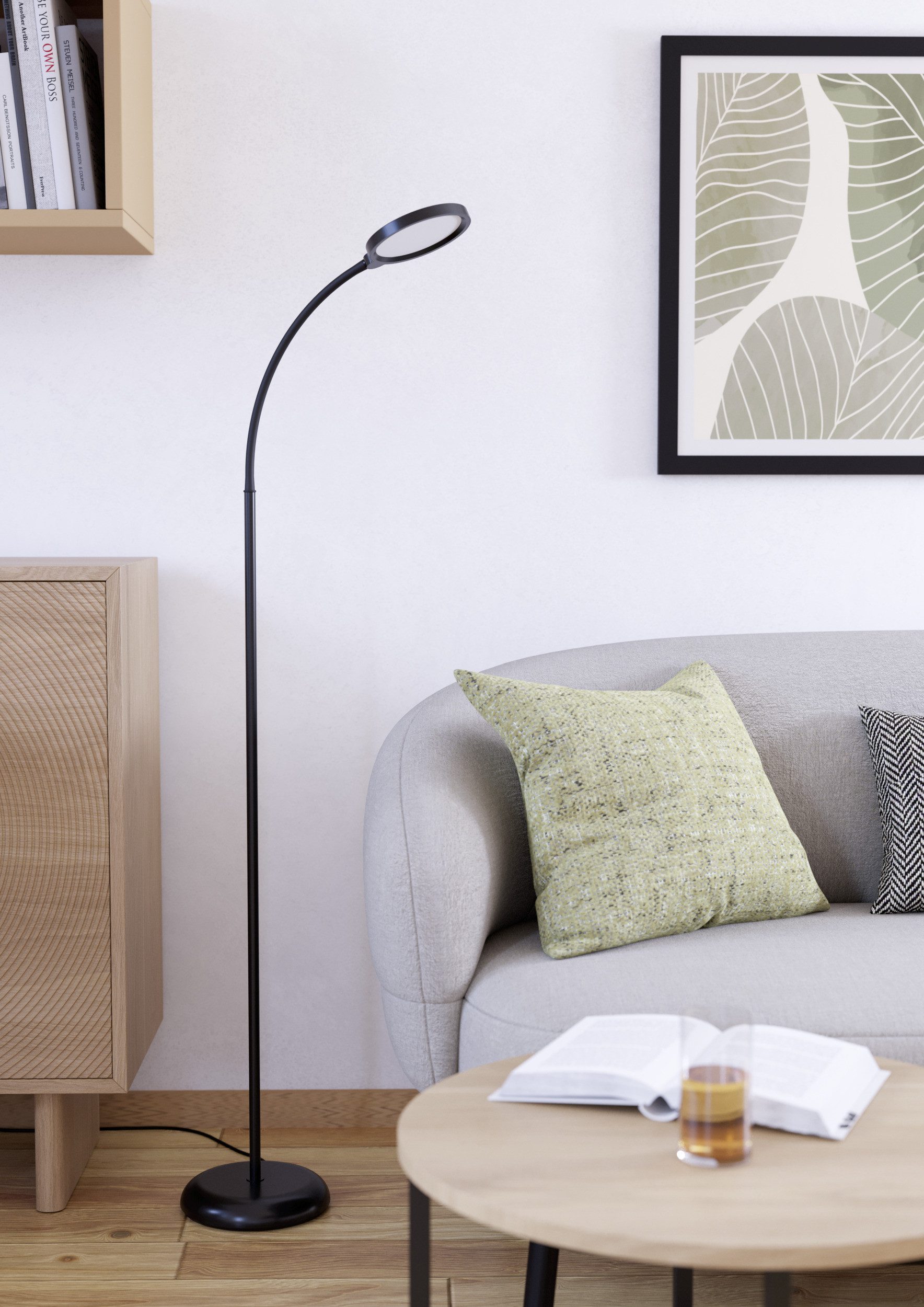 EGLO Stehlampe LAURO Stehlampe - Kunststoff - LED - 1X5,5W - IP20, Dimmfunktion, Farbwechsel, mehrere Helligkeitsstufen, LED fest integriert, Neutralweiß, Kaltweiß, Warmweiß, Standleuchte, Wohnzimmer, Schlafzimmer, Esszimmer, L45 x B21 x H132 cm