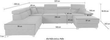 DOMO collection Wohnlandschaft Mira U-Form, wahlweise mit Bettfunktion und Bettkasten