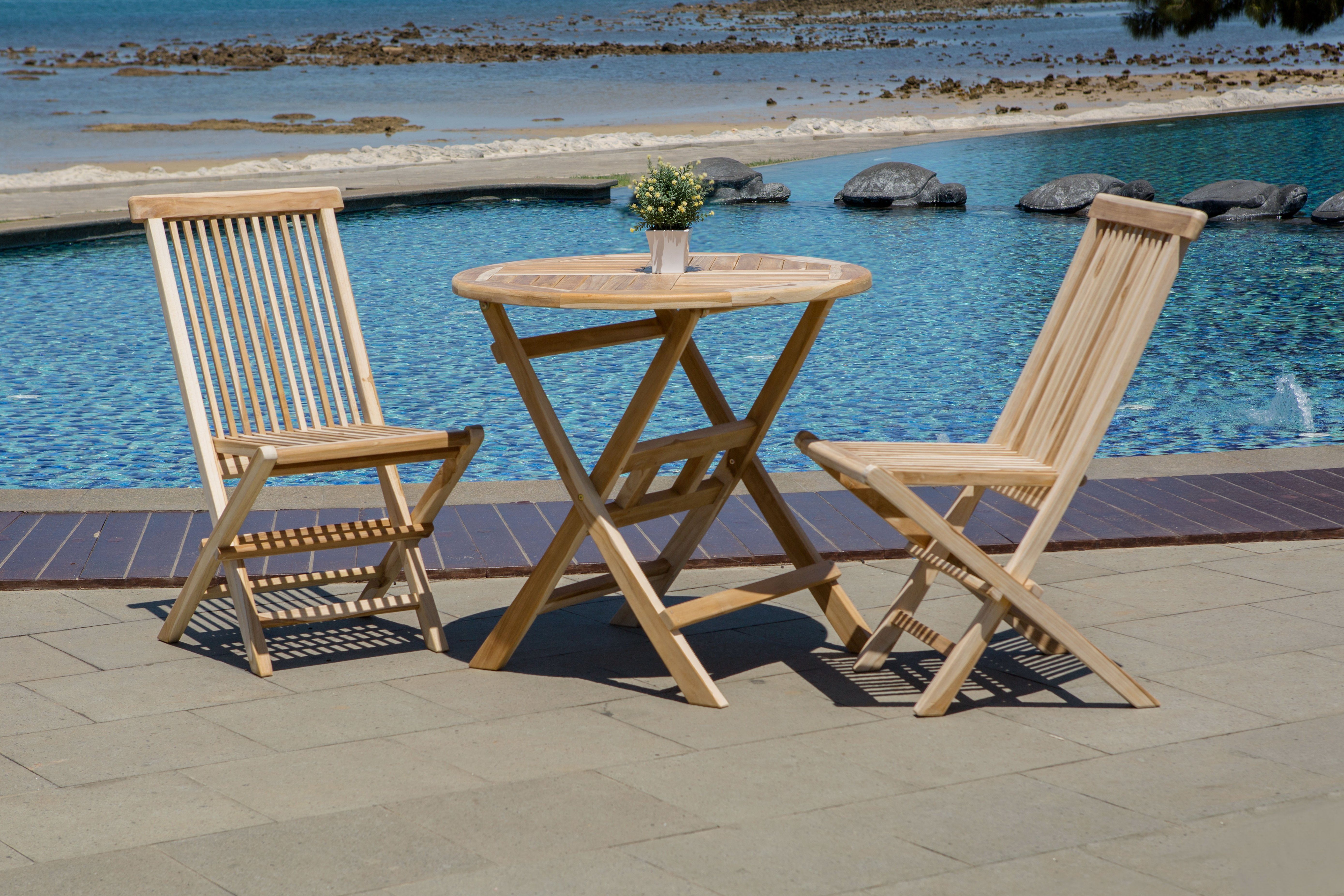 TPFGarden Gartenstuhl TEAKA - 2er Set Gartenlounge-Stühle aus unbehandeltem Teakholz (Klappbare Holzstühle - Belastbarkeit 110 kg - Farbe natur, 2 St), Maße (BxHxT): 47x89x57 cm - Sitzfläche (BxHxT): 34x45x37 cm