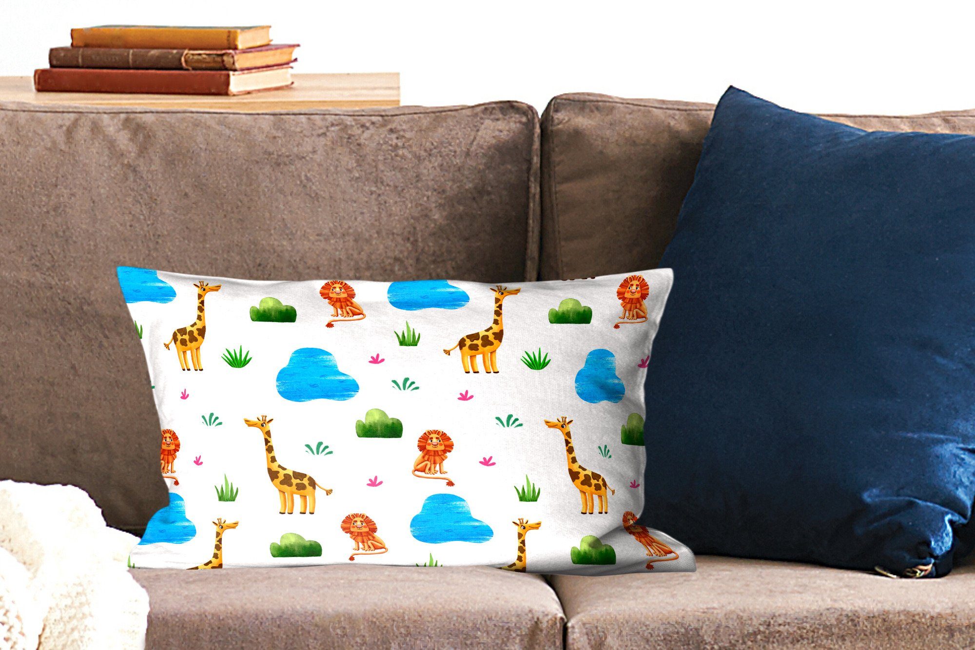 MuchoWow Design Schlafzimmer Kind, - - Wohzimmer Dekokissen Tiere Füllung, - Zierkissen, Dekoration, mit Löwe Dekokissen