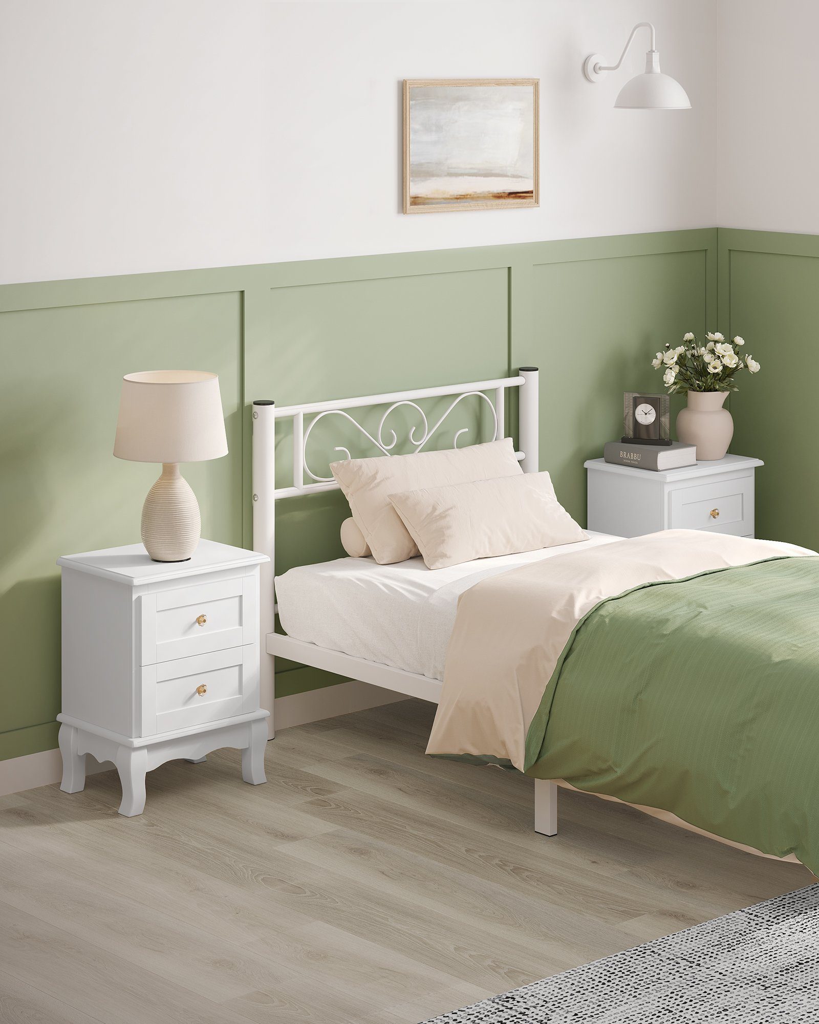 VASAGLE Nachttisch, mit jeweils 2 Schubladen, Beine aus Kiefernholz, 2 Stüc günstig online kaufen