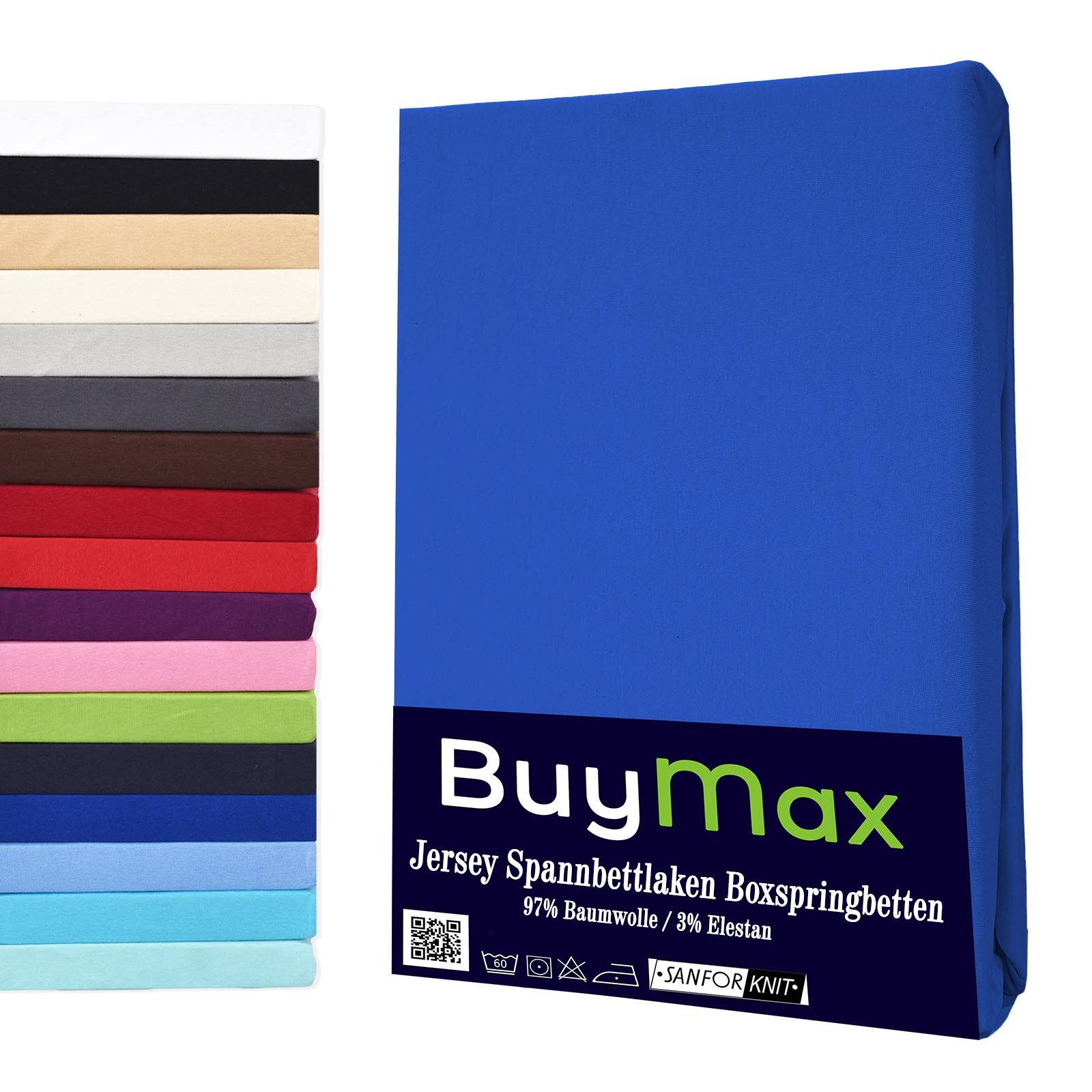 Buymax Spannbettlaken Wasserbett Spannbettlaken für Boxspringbetten Matratzen bis 35 cm Höhe, Jersey, Gummizug: Rundumgummi, (1 Stück), Spannbetttuch 97% Baumwolle, 3% Elasthan, atmungsaktiv, 40 cm Steghöhe