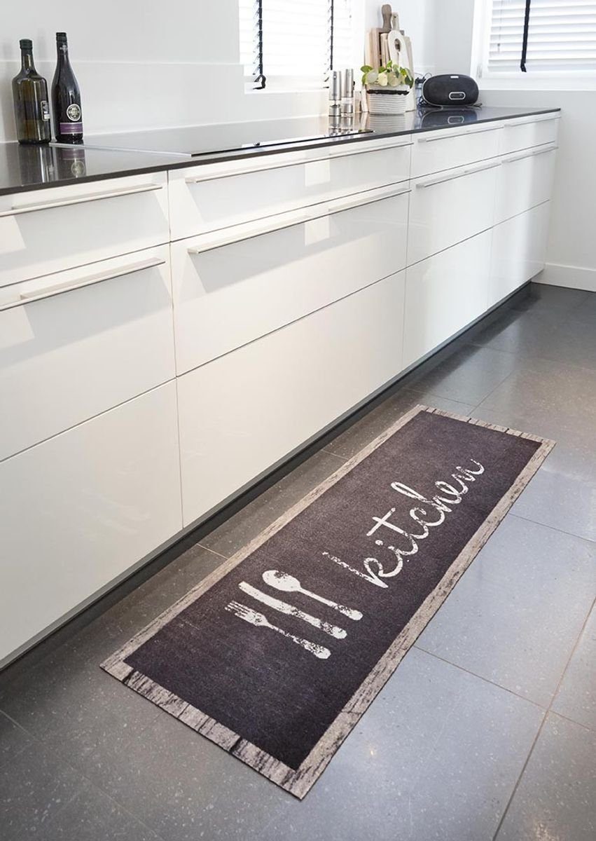 Chalk Kitchen, Höhe: Teppichmatte Küchenteppich, - 150 Eingangsmatte waschbar, 5 x cm, Läufer grau bei MD Entree, - Cook&Wash MD mm, 30° Entree rechteckig, anti-rutsch, 50