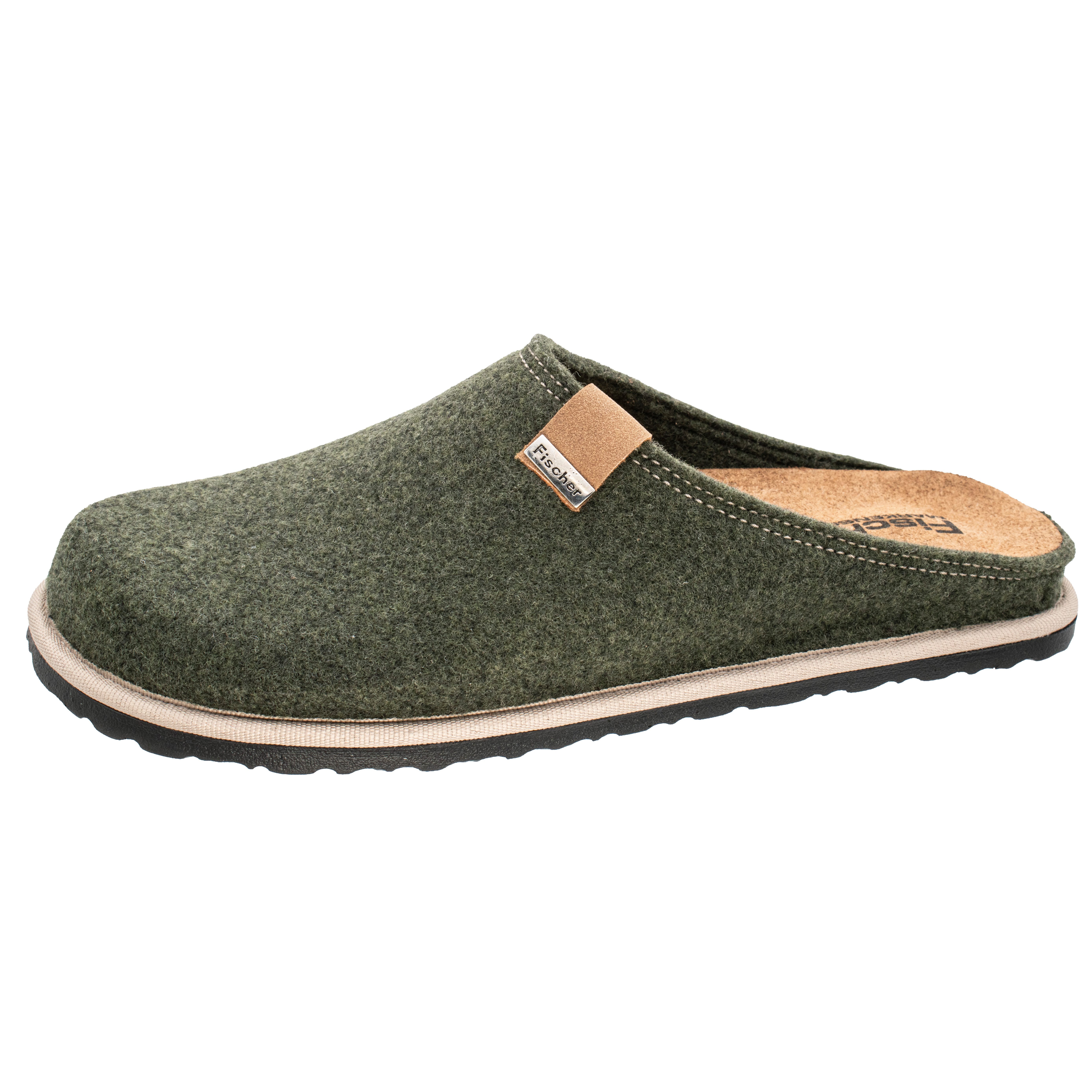 Fischer-Markenschuh Helge Pantoffel aus PET Upcycling Filz, Einlegesohle aus Leder ist herausnehmbar