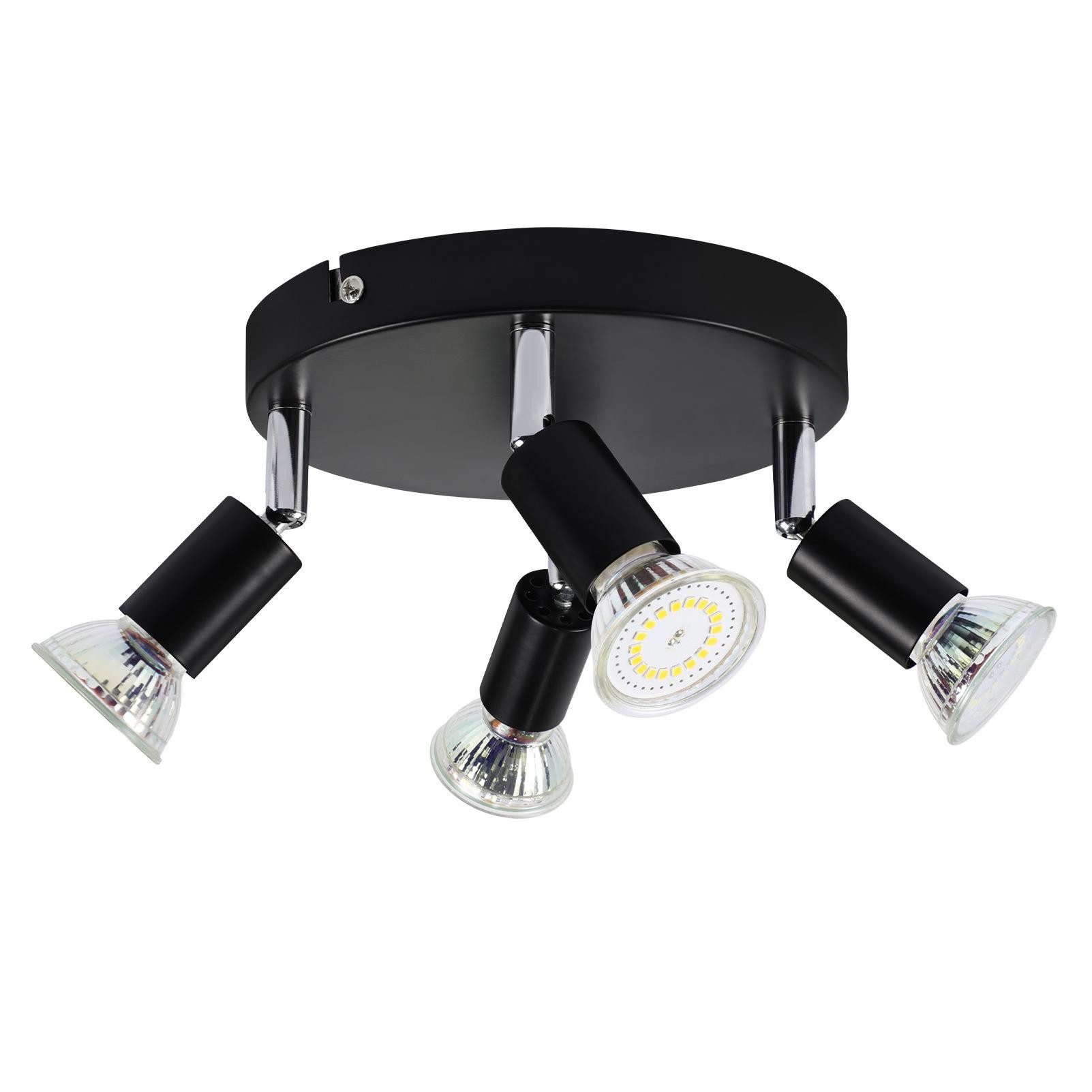 ZMH Deckenstrahler Schwarz/Nickel 4 Flammig Schwenkbar günstig online kaufen