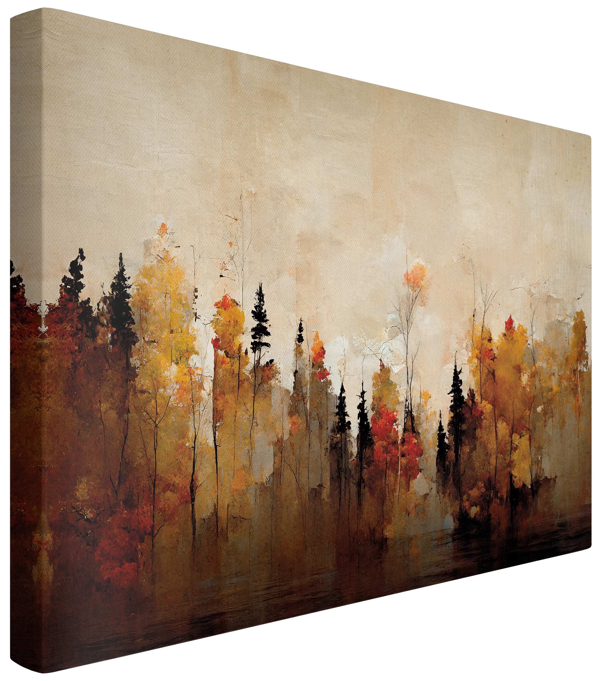 Bilderdepot24 Leinwandbild Akustikbild Wald Natur Landschaft Blick über Wasser Akustik Bilder, (Wandbild im Leinwandstil mit 4 cm Keilrahmen für bessere Raumakustik), Bild auf Leinwand; Leinwanddruck in vielen Größen