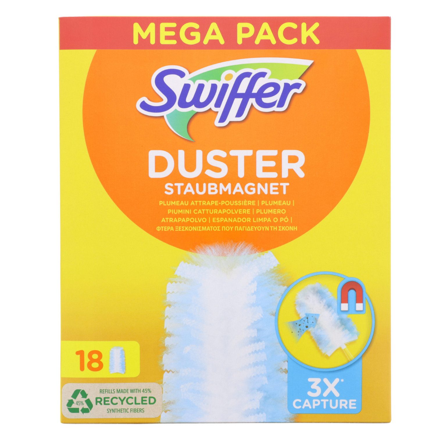 Swiffer Staubwedel Swiffer Duster Staubmagnet Nachfüller Mega Packung mit 18 Stück