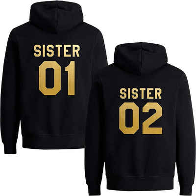 Couples Shop Kapuzenpullover »Sister 01 & Sister 02 Beste Freunde Damen Hoodie Pullover« (1-tlg) mit modischem Print