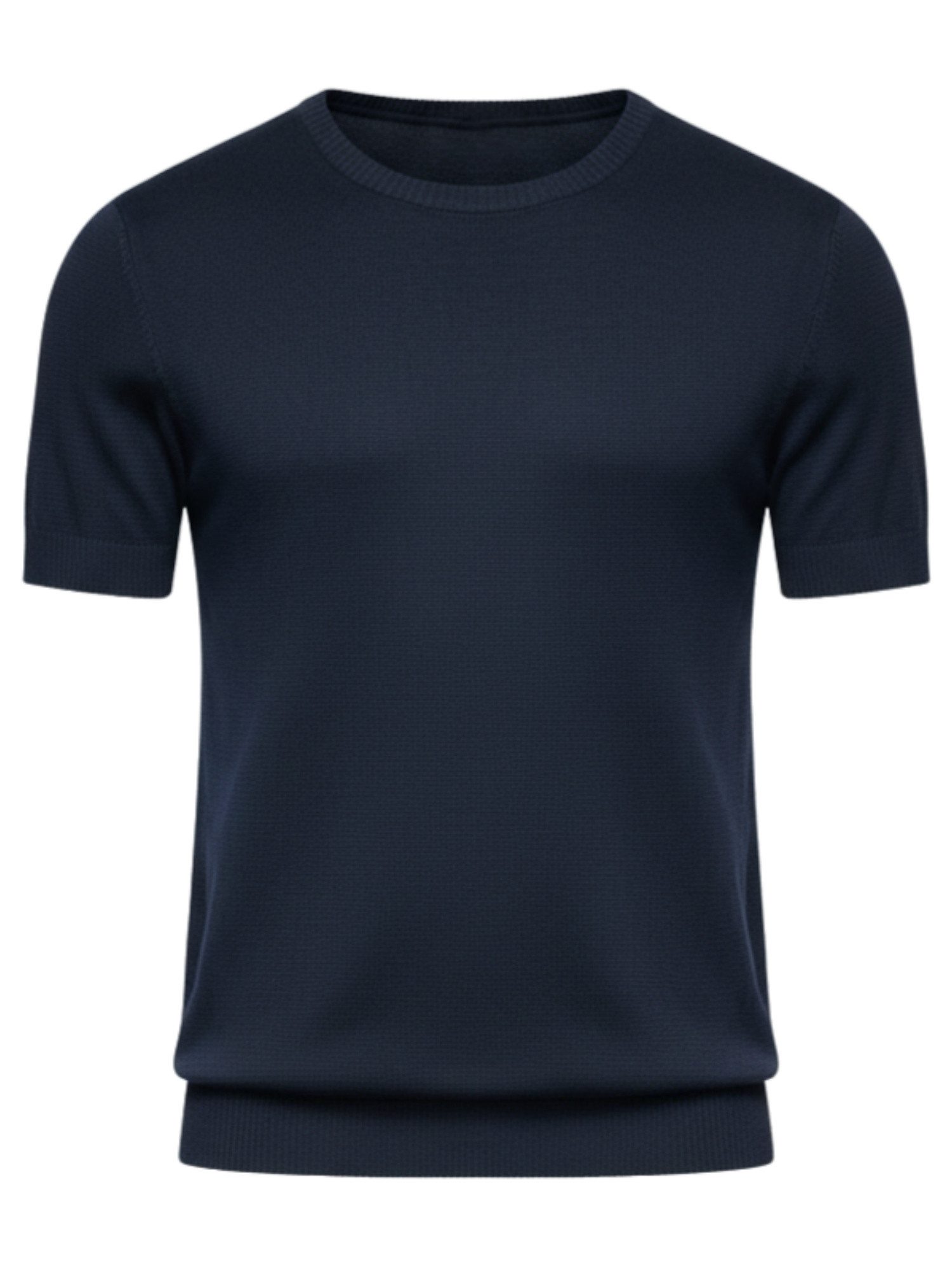 OMBRE T-Shirt Klassisches Herren-T-Shirt aus Strick mit Rippenbündchen