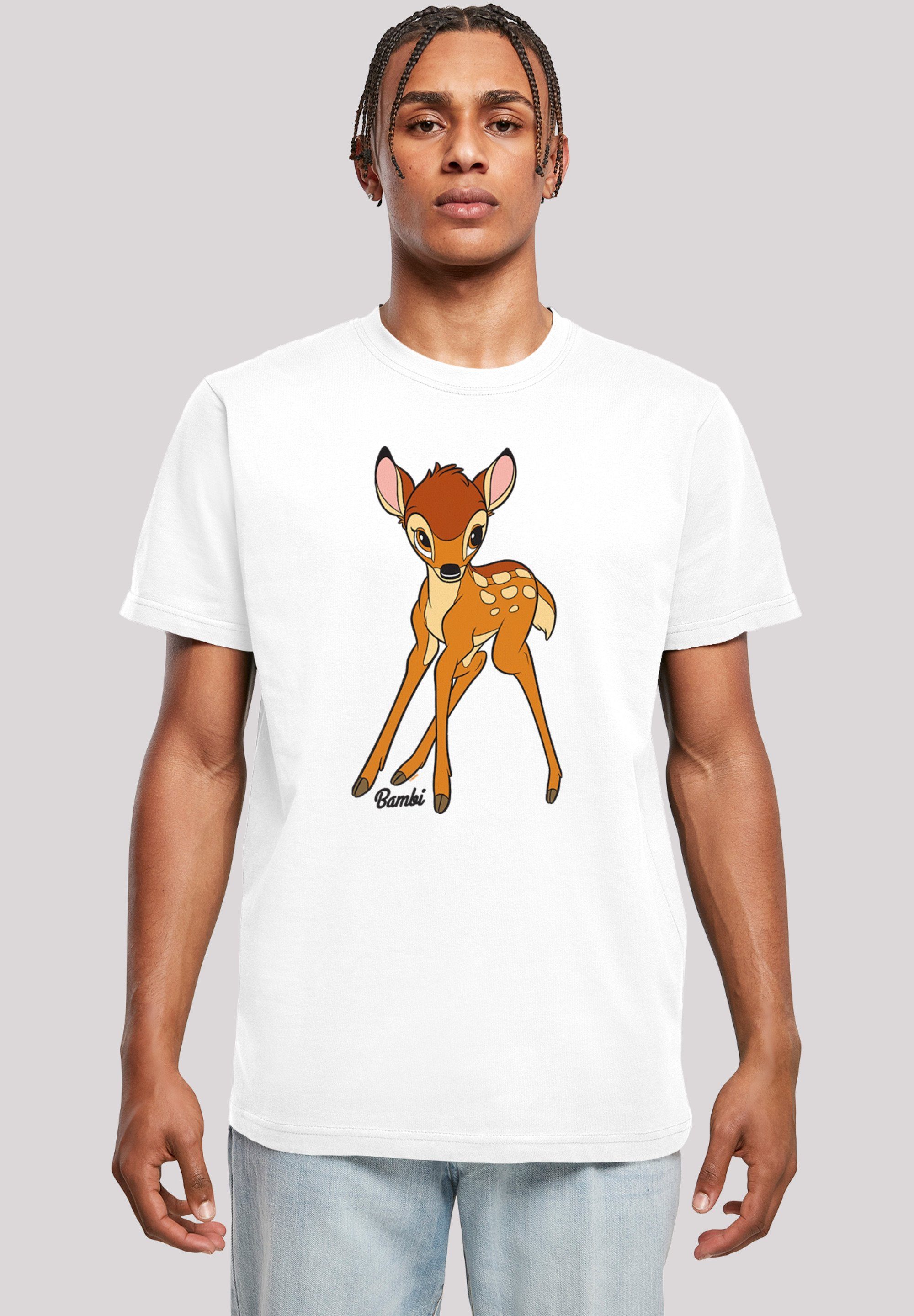 F4NT4STIC T-Shirt Disney Merch,Regular-Fit,Basic,Bedruckt Classic Bambi weiß Herren,Premium