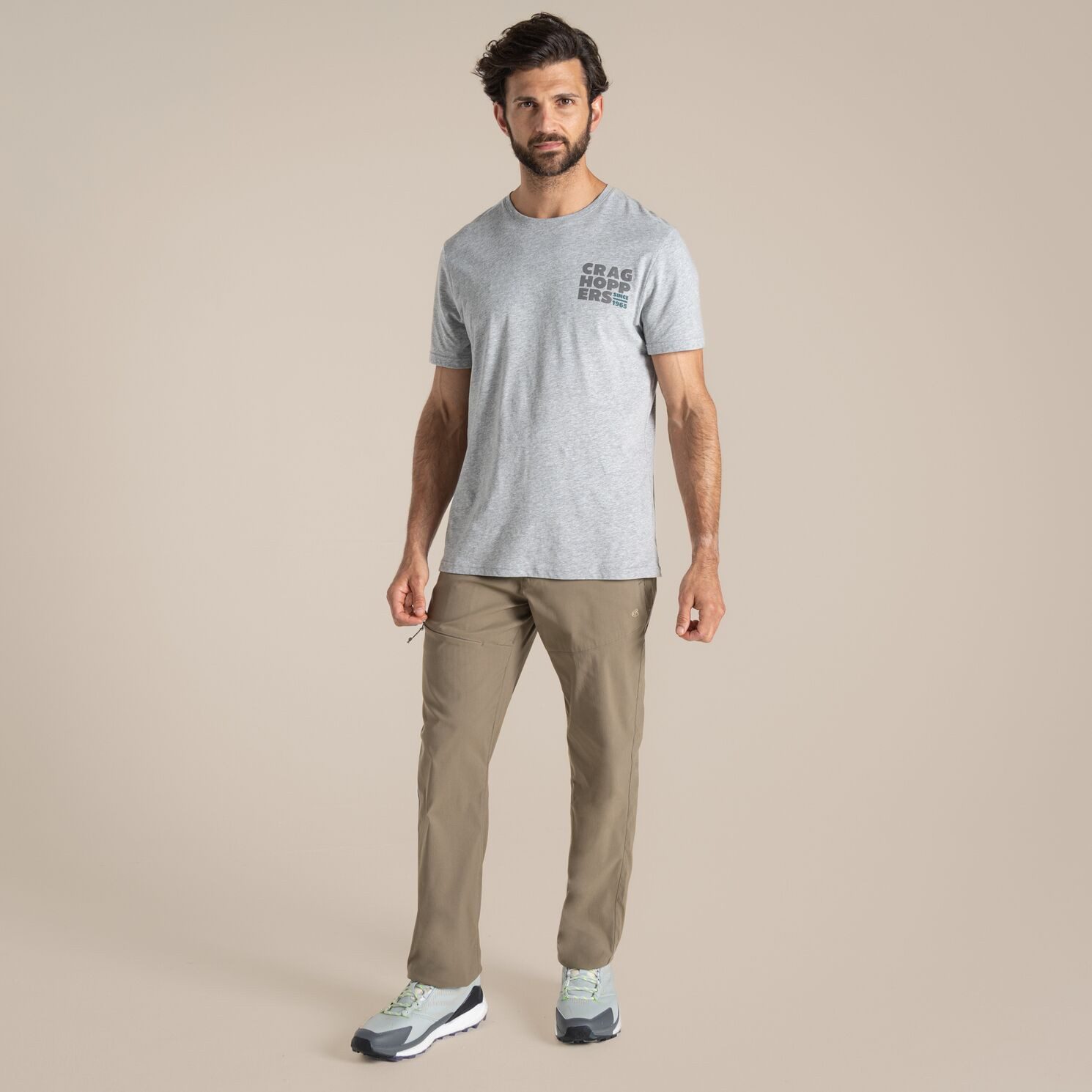 Craghoppers T-Shirt Craghoppers - Lucent LOGO T-Shirt aus Bio Baumwolle, grau