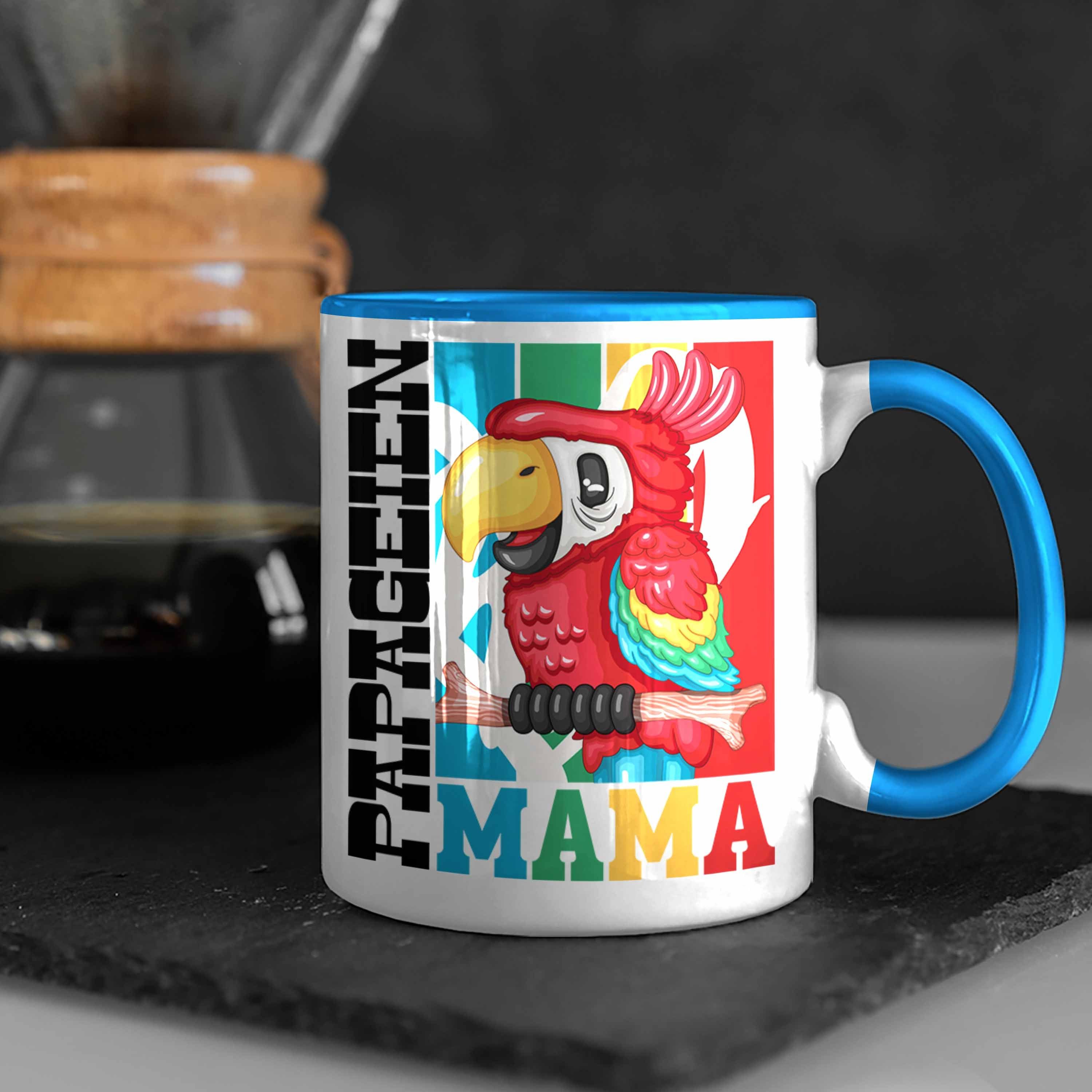 Besitzerin Trendation Spruch Papageien Blau Geschenk Tasse Papagei Mama für Tasse Geschenki