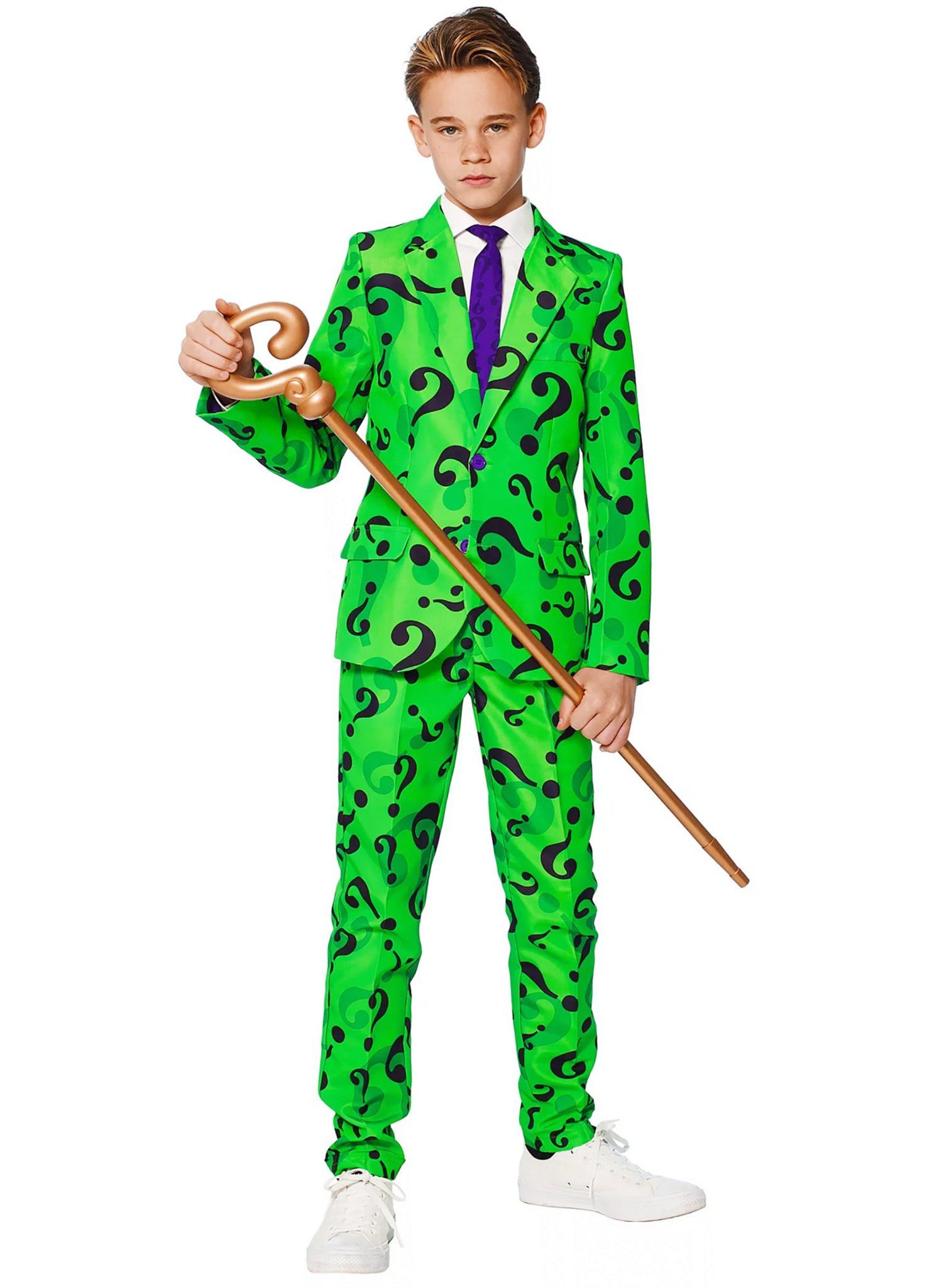 SuitMeister Partyanzug Boys The Riddler - Kostüm Anzug Karneval Halloween, Da bleibt keine Frage offen: cooler Anzug für schräge Schurken