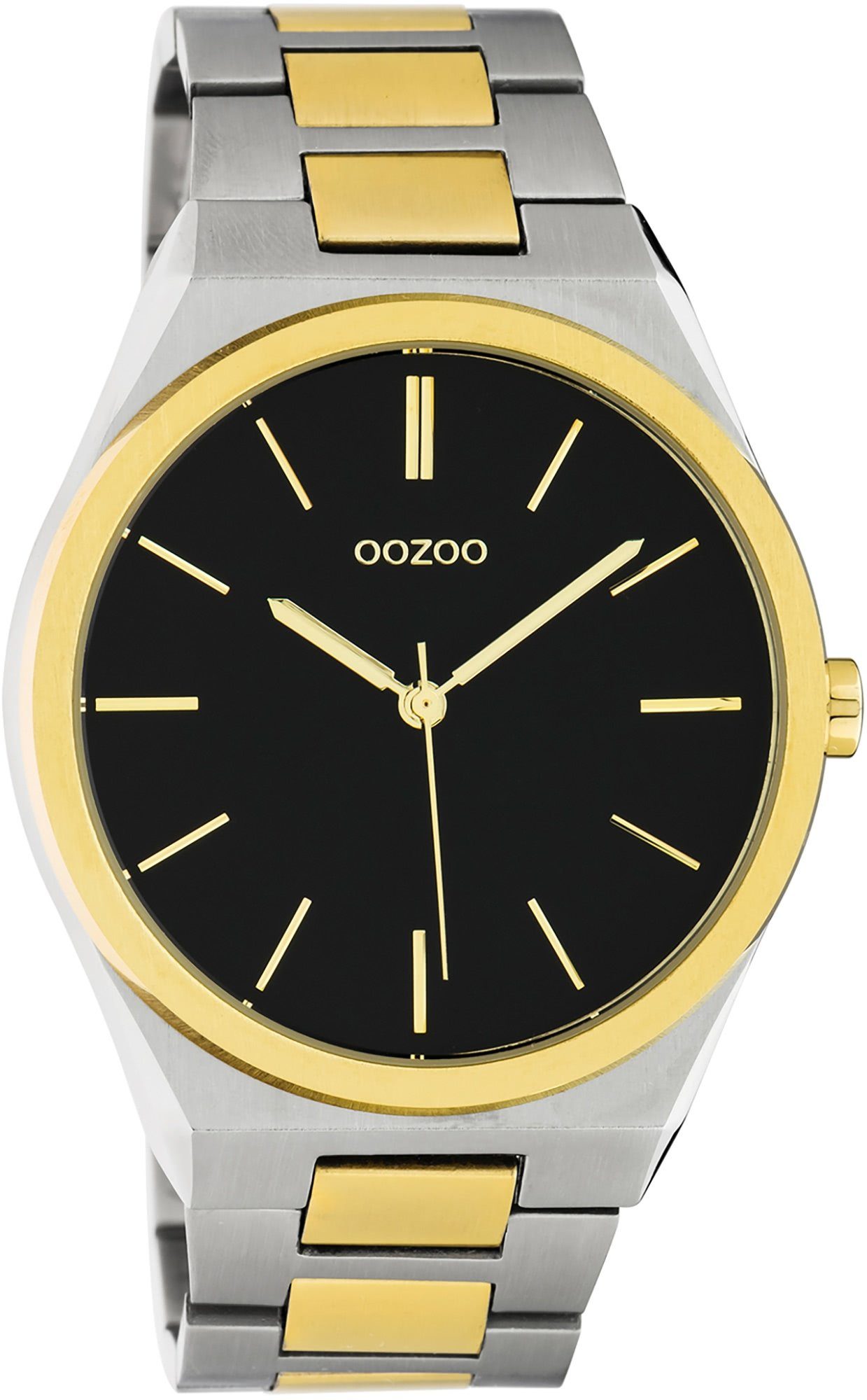 OOZOO Quarzuhr Oozoo 40mm) Armbanduhr Edelstahlarmband, Fashion-Style (ca. Herren, Damenuhr Unisex groß rund, silber gold