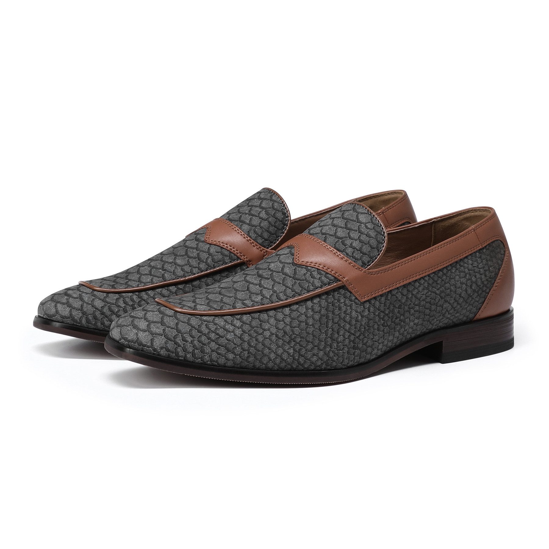 Allthemen Slip-On Sneaker Herren Loafer mit Schuppenprägung Eleganter Business-Casual Slipper