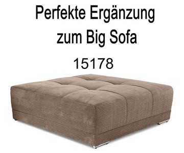 luma-home Big-Sofa 15174, XXL-Couch 306x134 cm mit Federkernpolsterung, viele Kissen, markante Steppungen, Cordstoff Braun Taupe