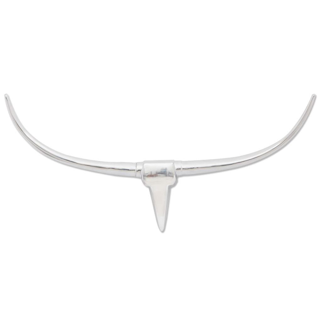vidaXL Dekoobjekt Aluminium Wanddekoration Stierkopf Geweih Silber 96 cm