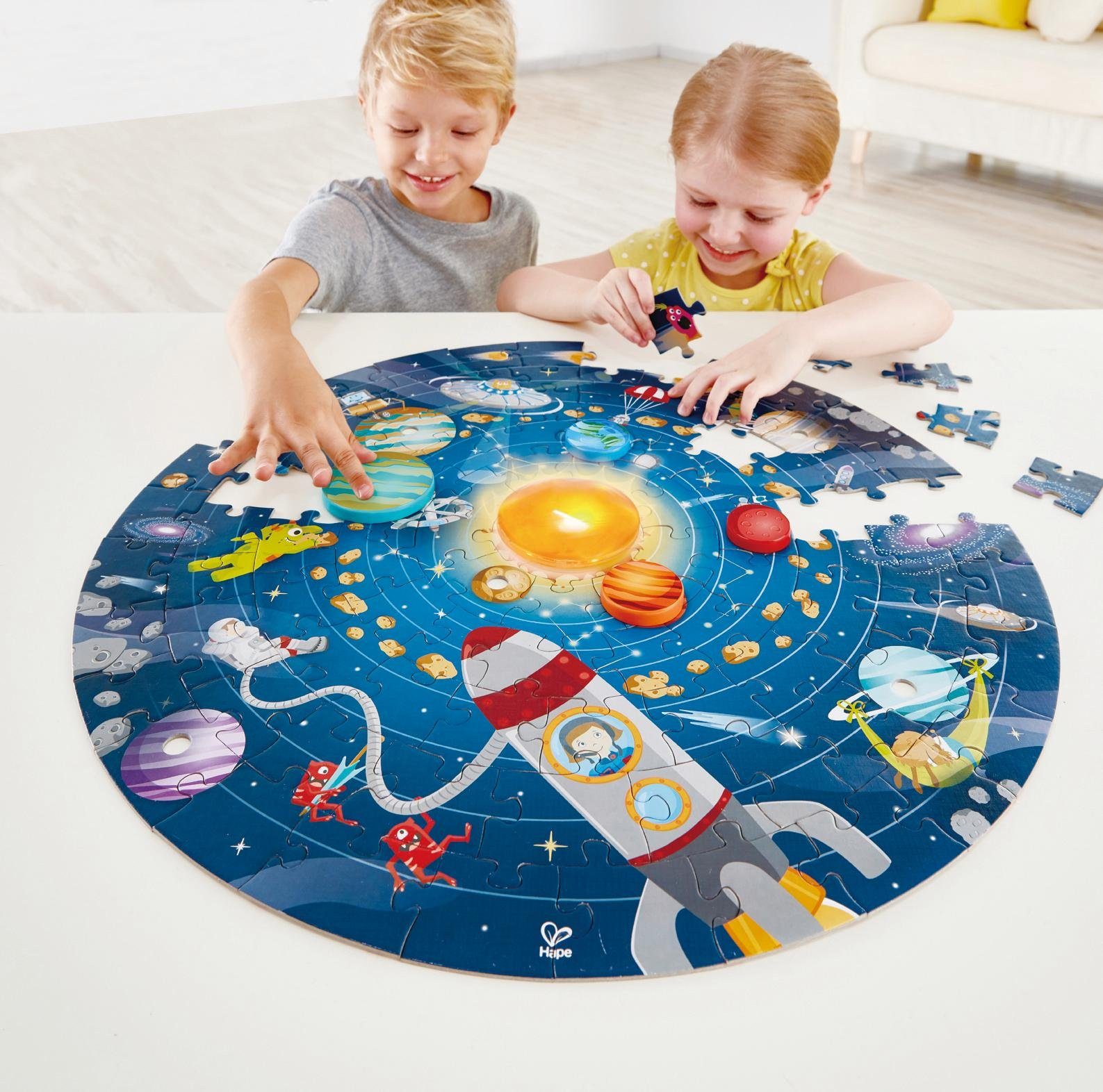 Hape Puzzle Sonnensystem, 102 Puzzleteile, mit Licht