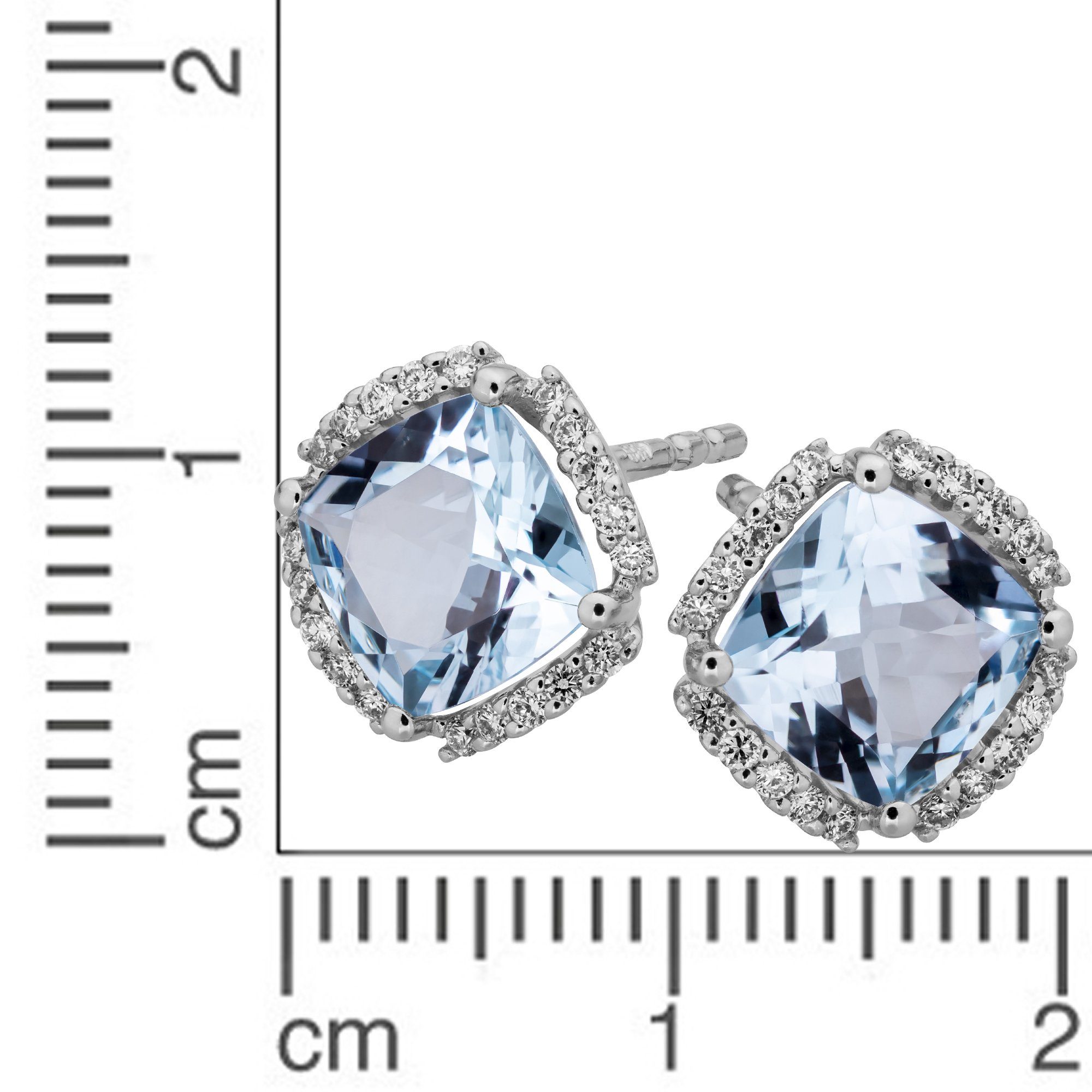 585 (beh) Paar 0,16ct. mit Orolino Brillanten Blautopas Ohrstecker Gold +