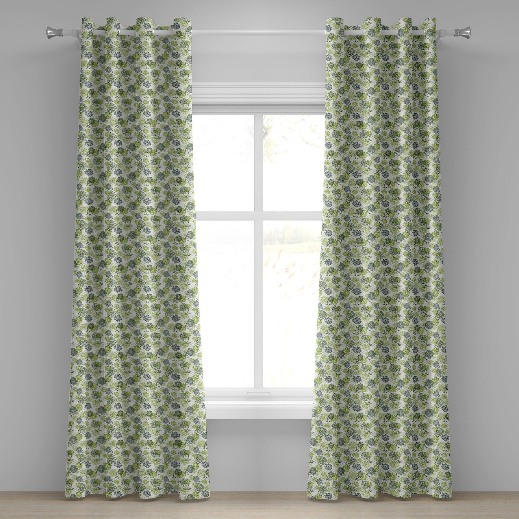 Gardine Dekorative 2-Panel-Fenstervorhänge für Schlafzimmer Wohnzimmer, Abakuhaus, Retro Abstrakte Blumen-Tupfen | Fertiggardinen